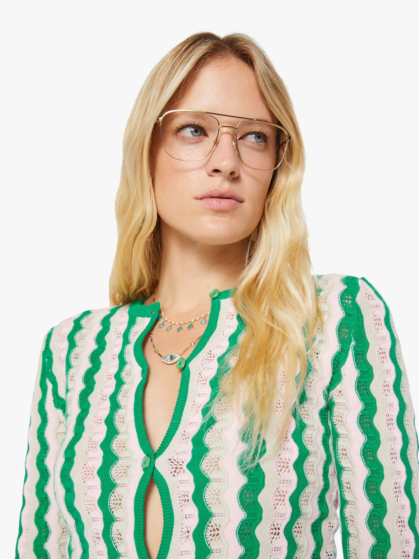 The Crew Neck Cardigan - Pointelle