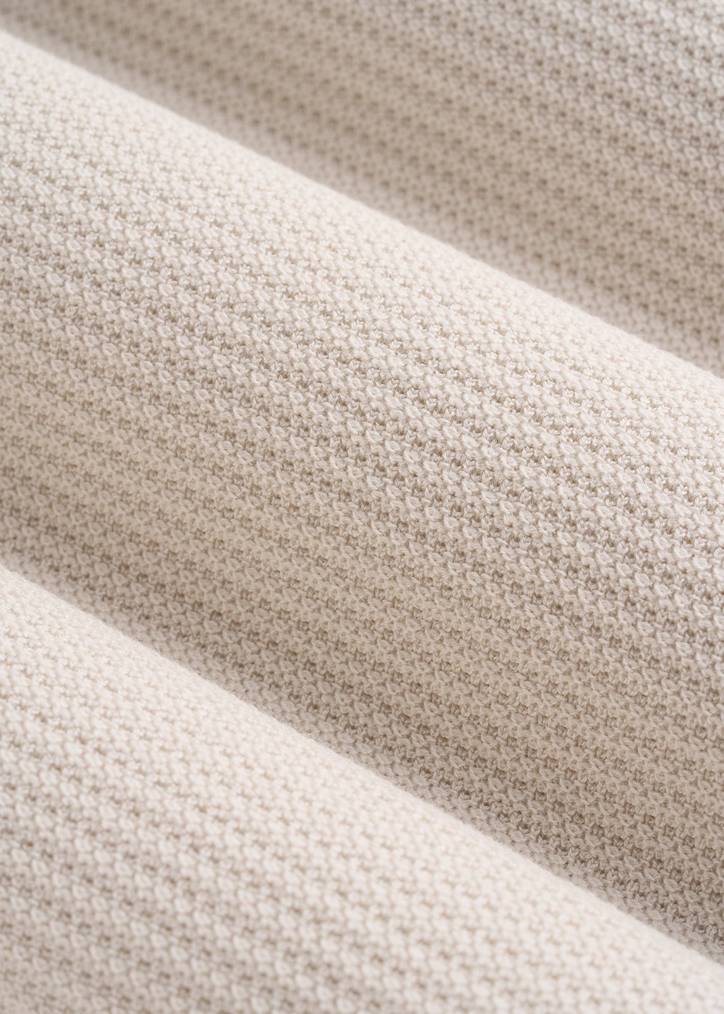 Braided Knit Sweater Polo for Tall Men in White Sand
