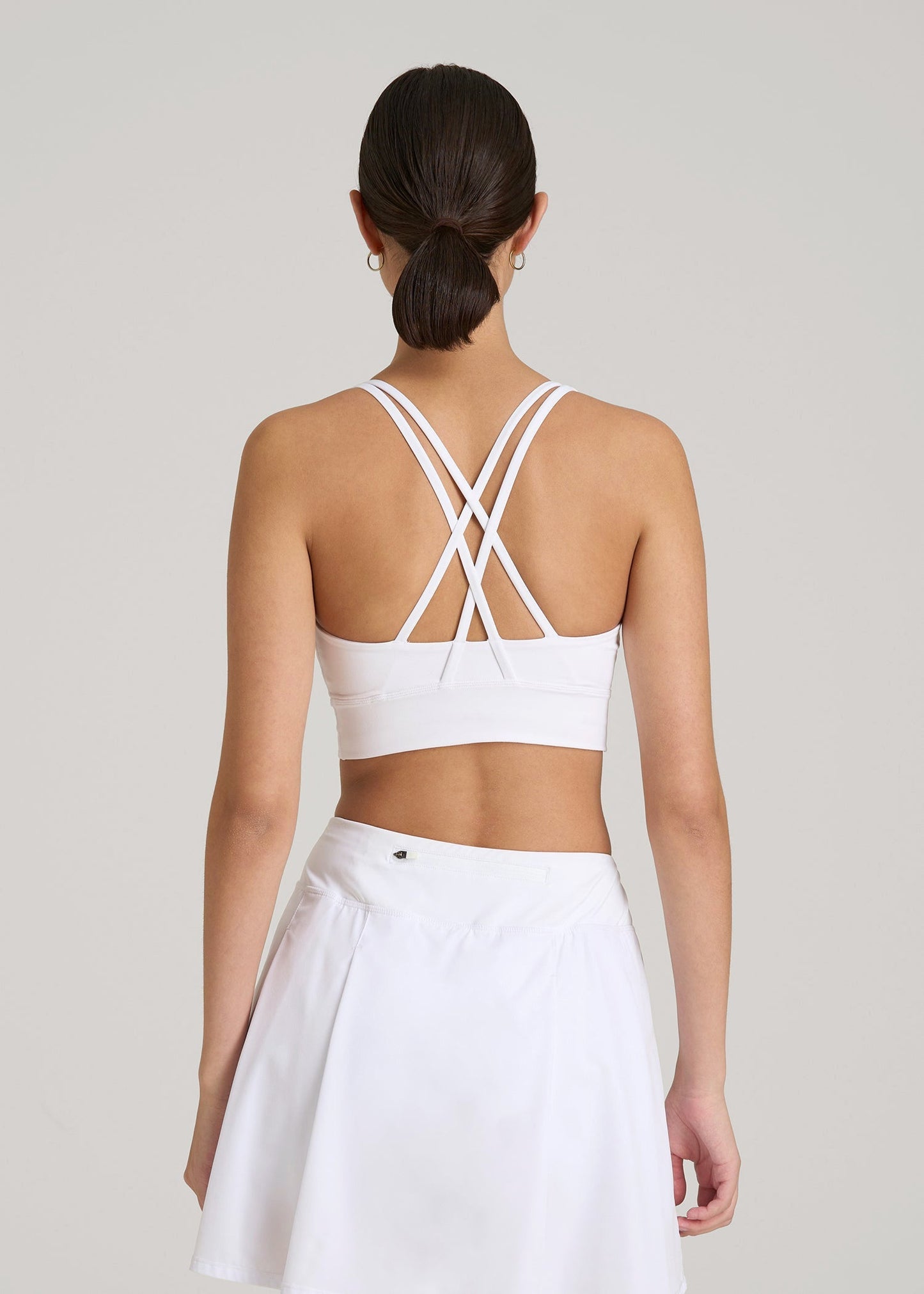 Balance Crisscross Sports Bra for Tall Women in Bright White