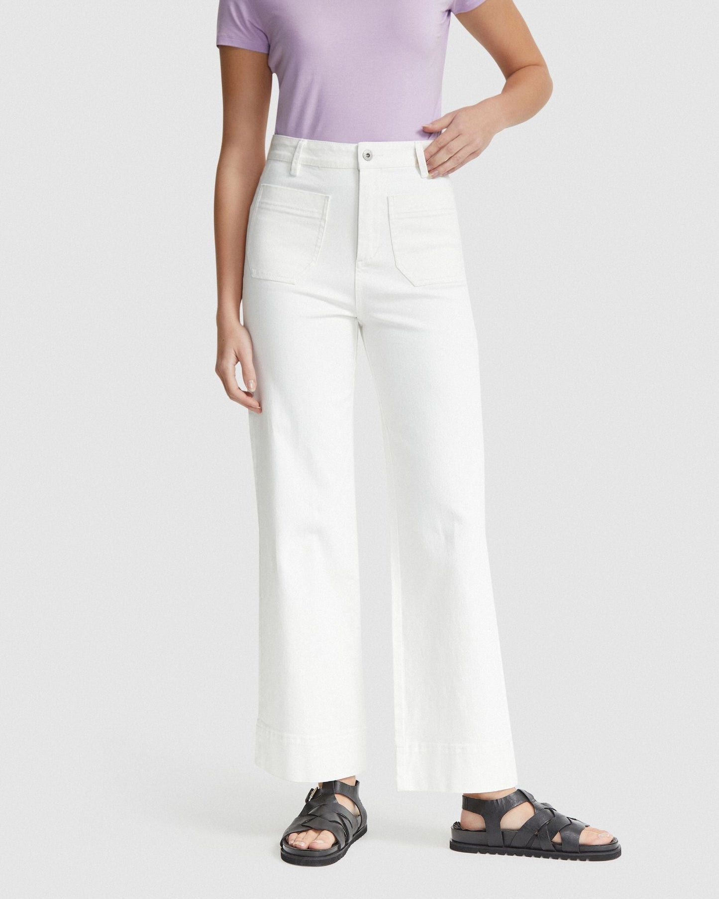 Alexa Patch Pocket Wide Leg Jeans