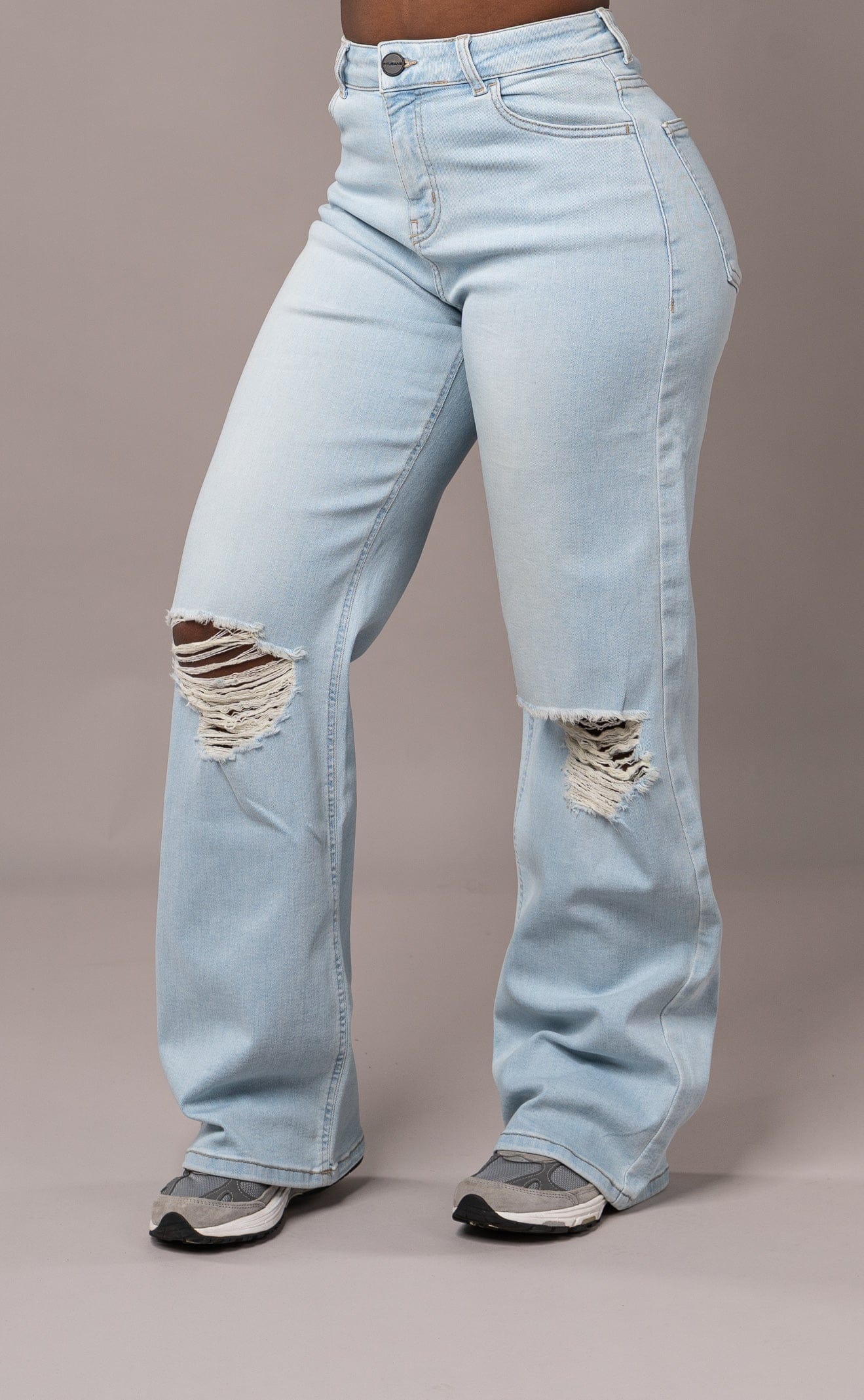 Womens Baggy Ripped Fitjeans - Vintage Blue