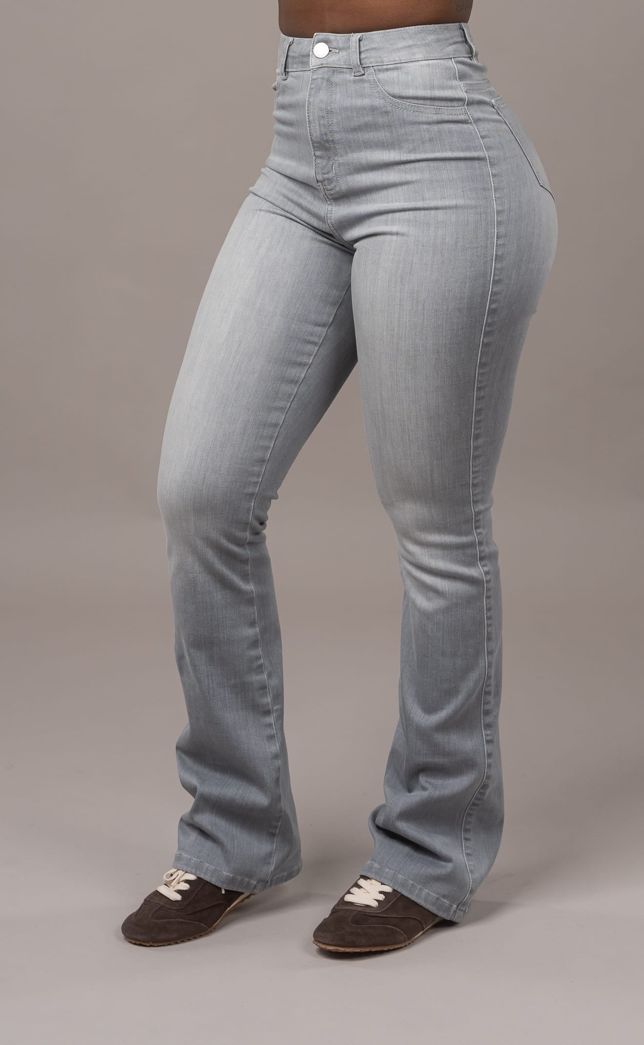 Womens Flared Fitjeans - Light Grey