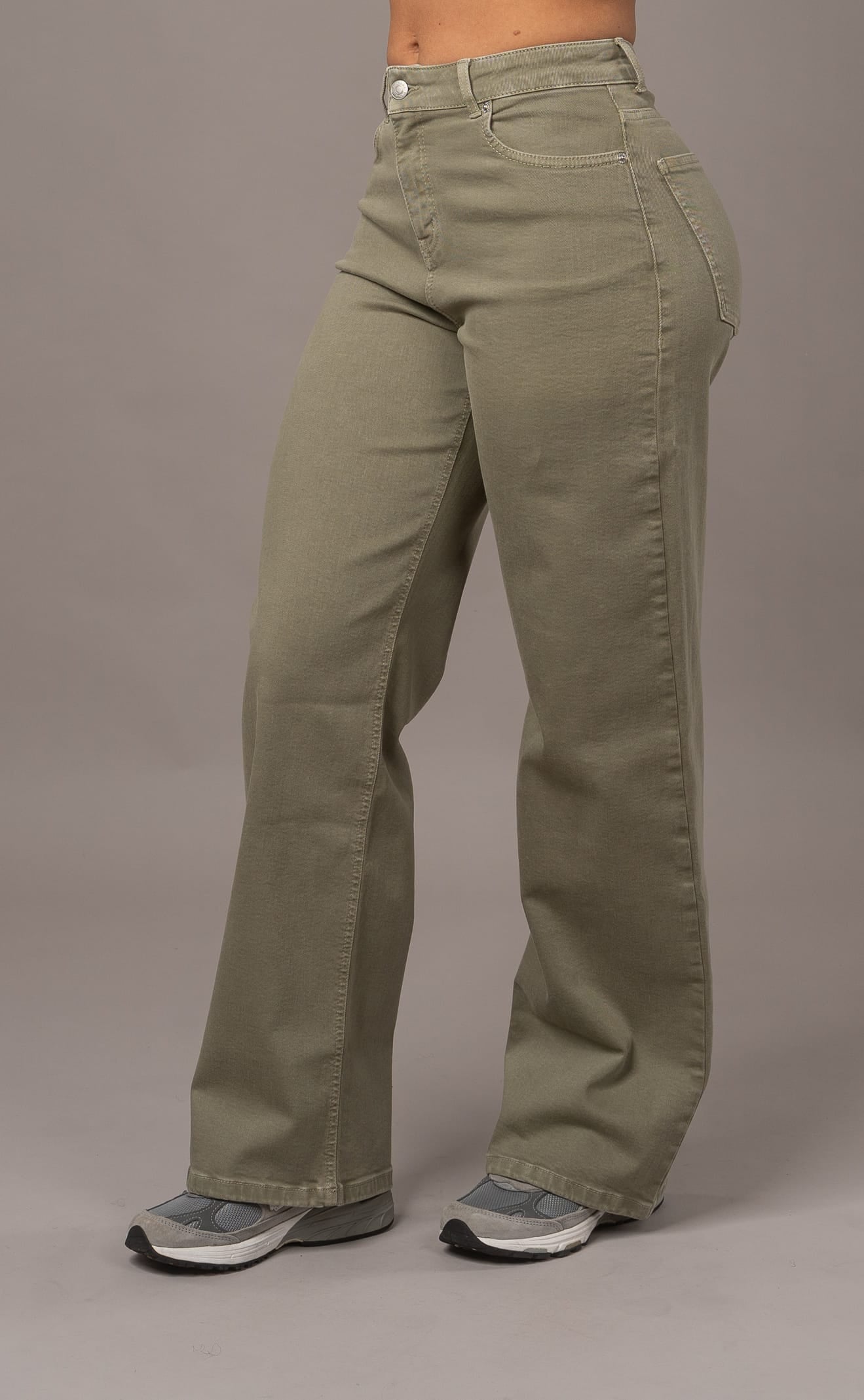 Womens Pastel Baggy Fitjeans - Khaki