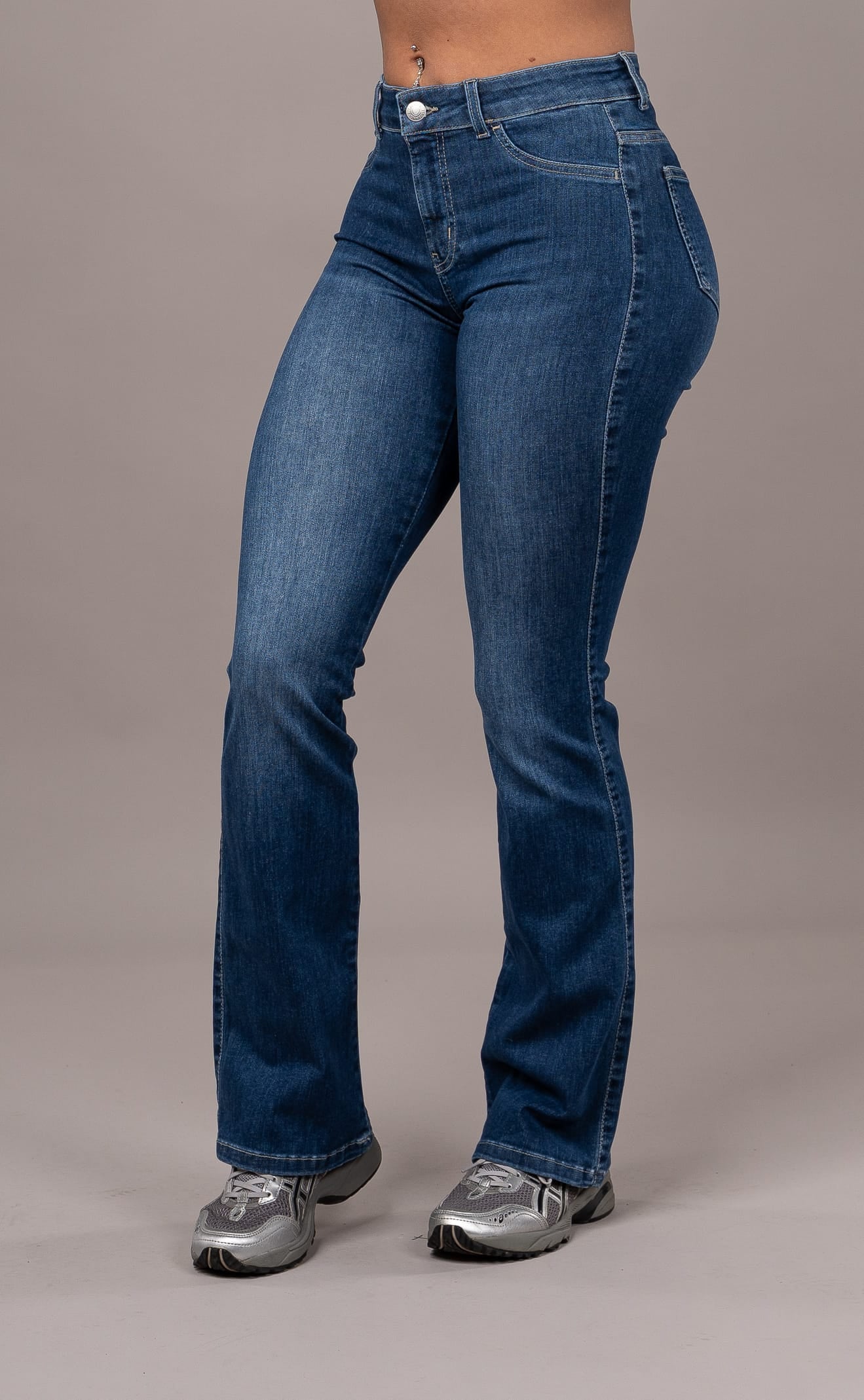 Womens Flared Mid Waisted Fitjeans - Sapphire Blue