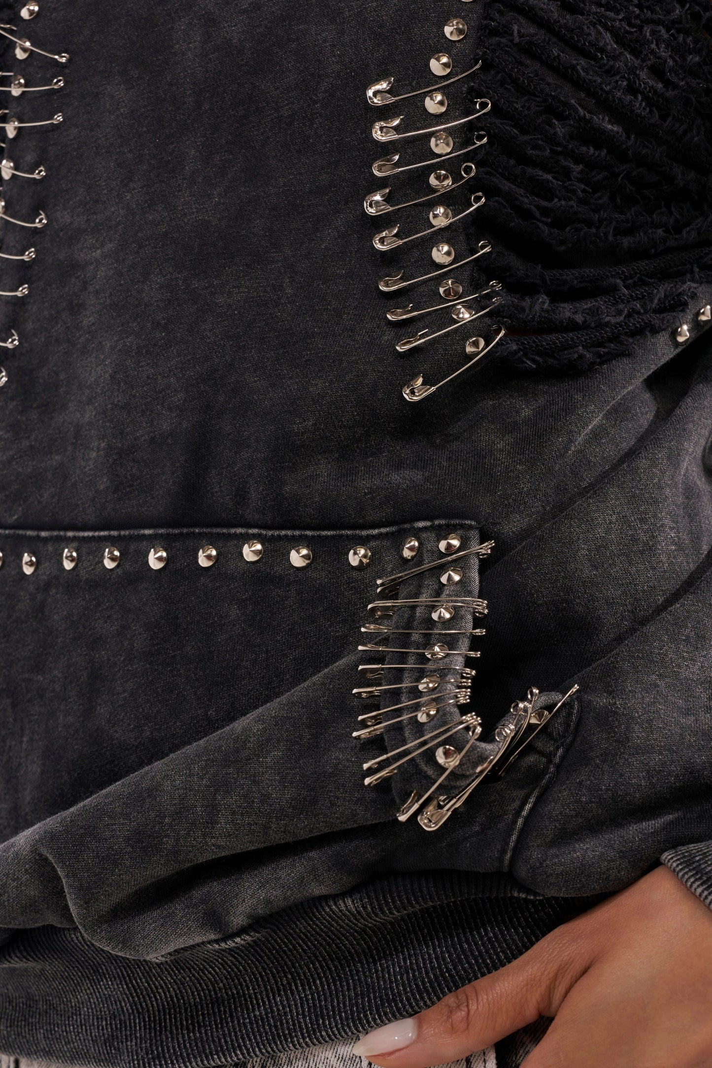 ALL TORN UP DISTRESSED OFF THE SHOULDER SWEATSHIRT