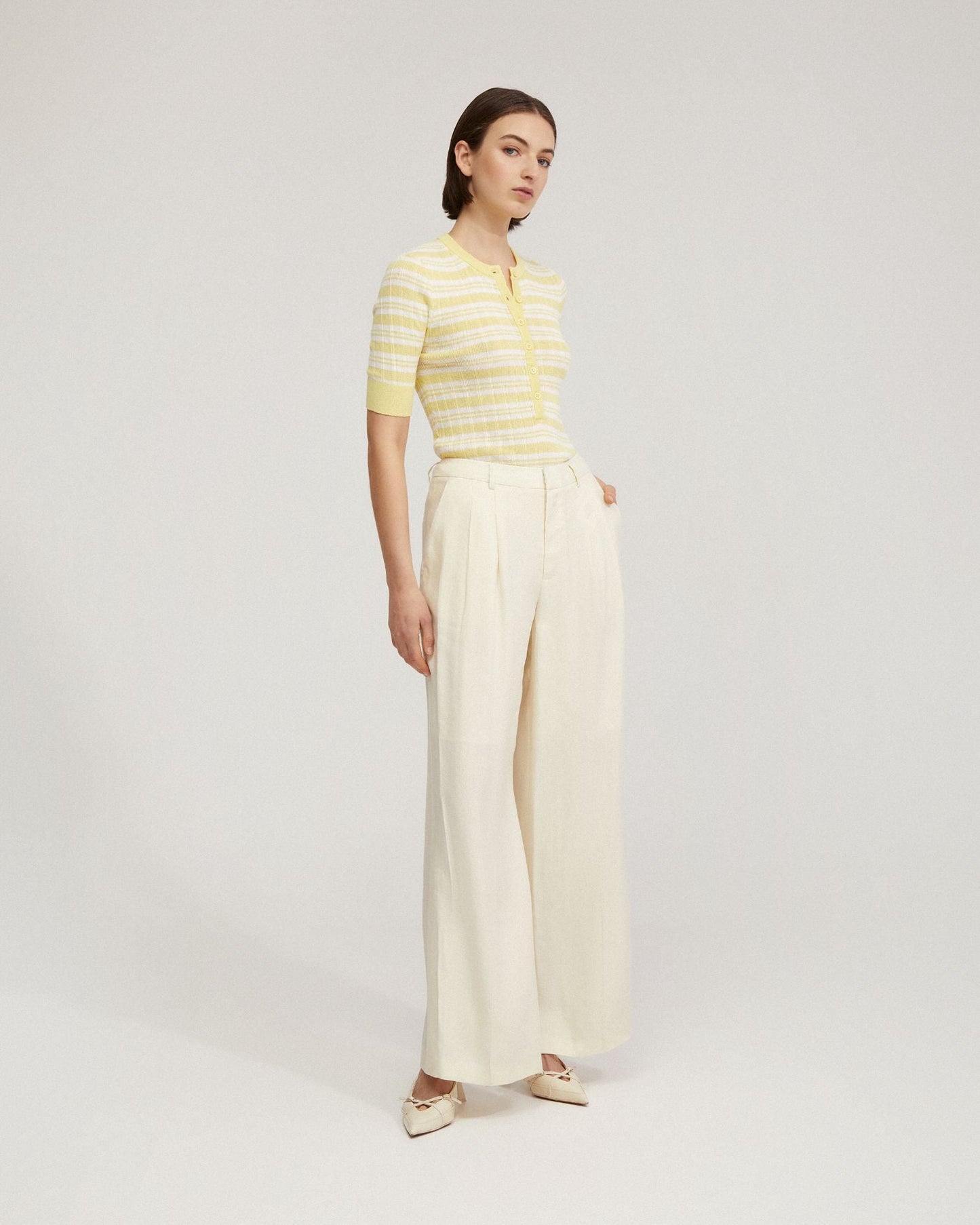 Maja Striped Button Knit