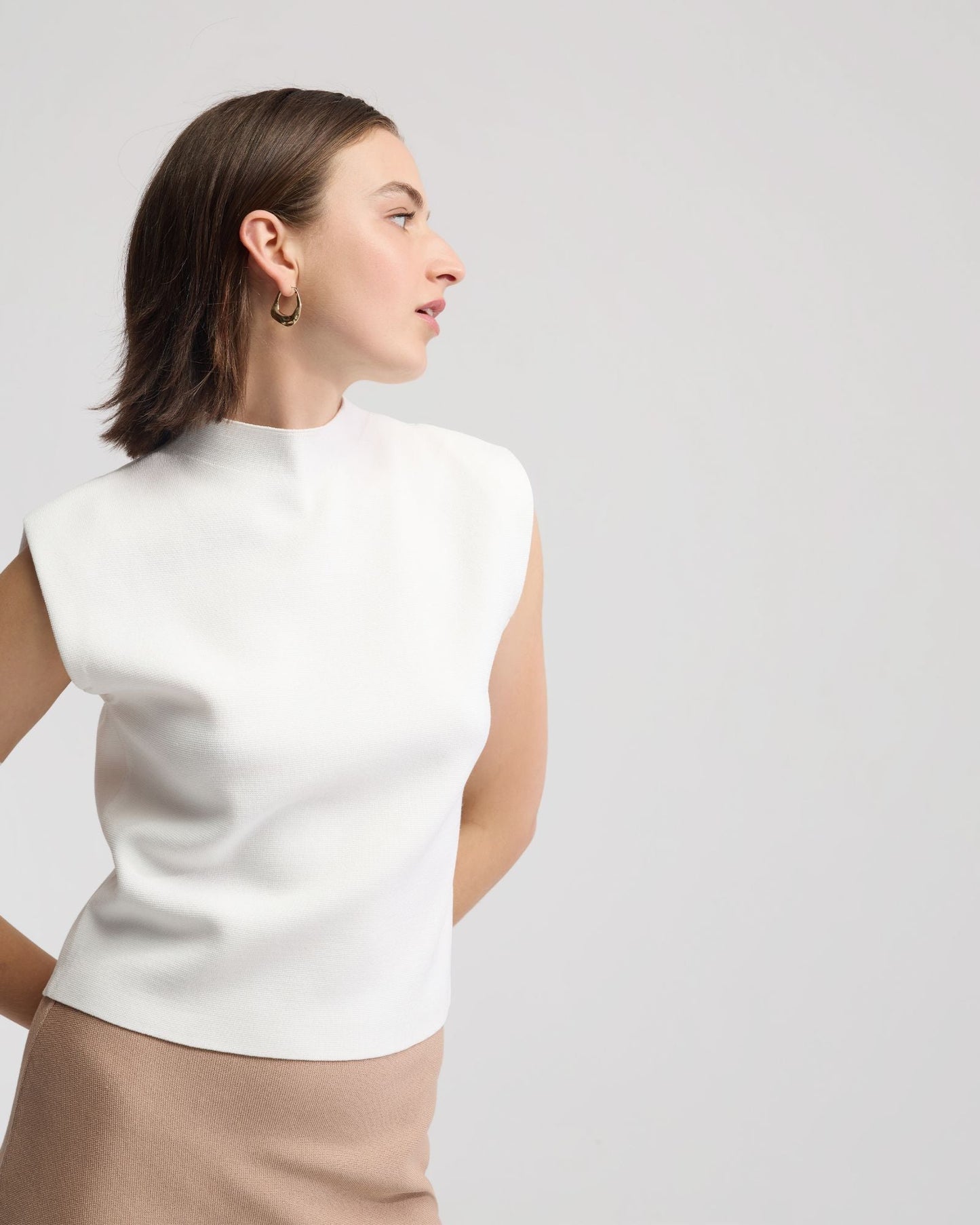 Pepper Knitted Funnel Collar Top