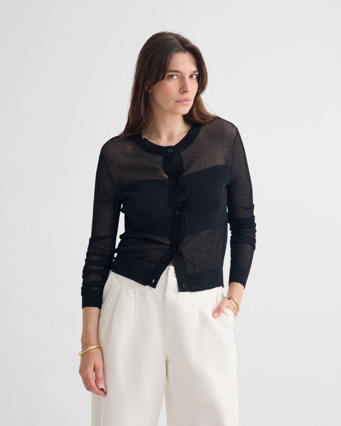 Celina Sheer Panel Cardigan