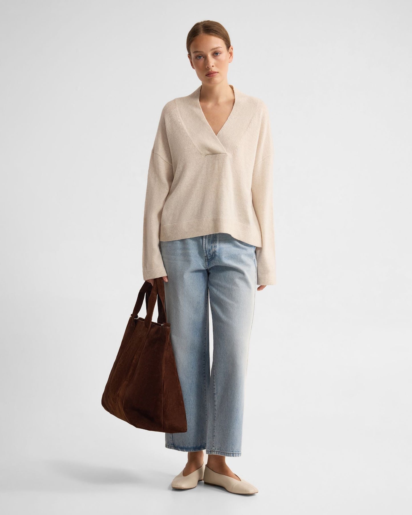 Camille V-Neck Wool Blend Knit