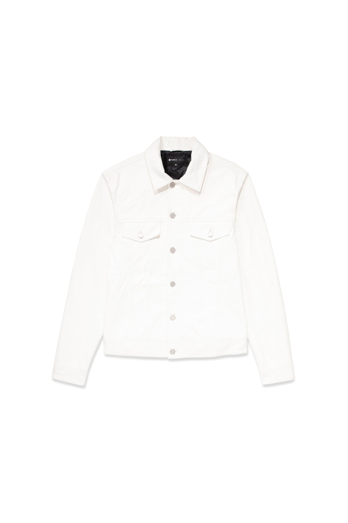 P028 LEATHER TRUCKER JACKET - Brilliant White