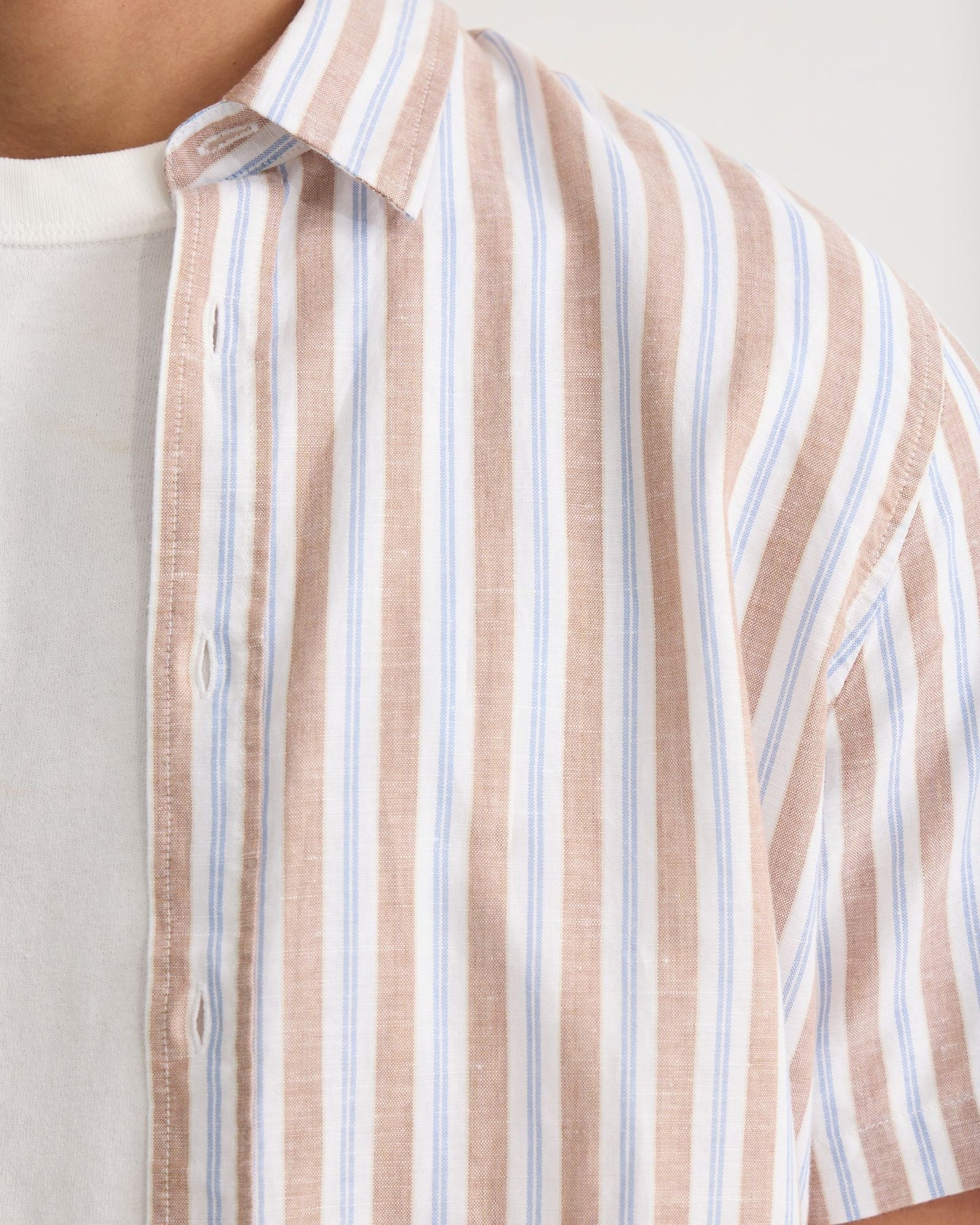 Leyton Short Sleeve Stripe Linen Shirt