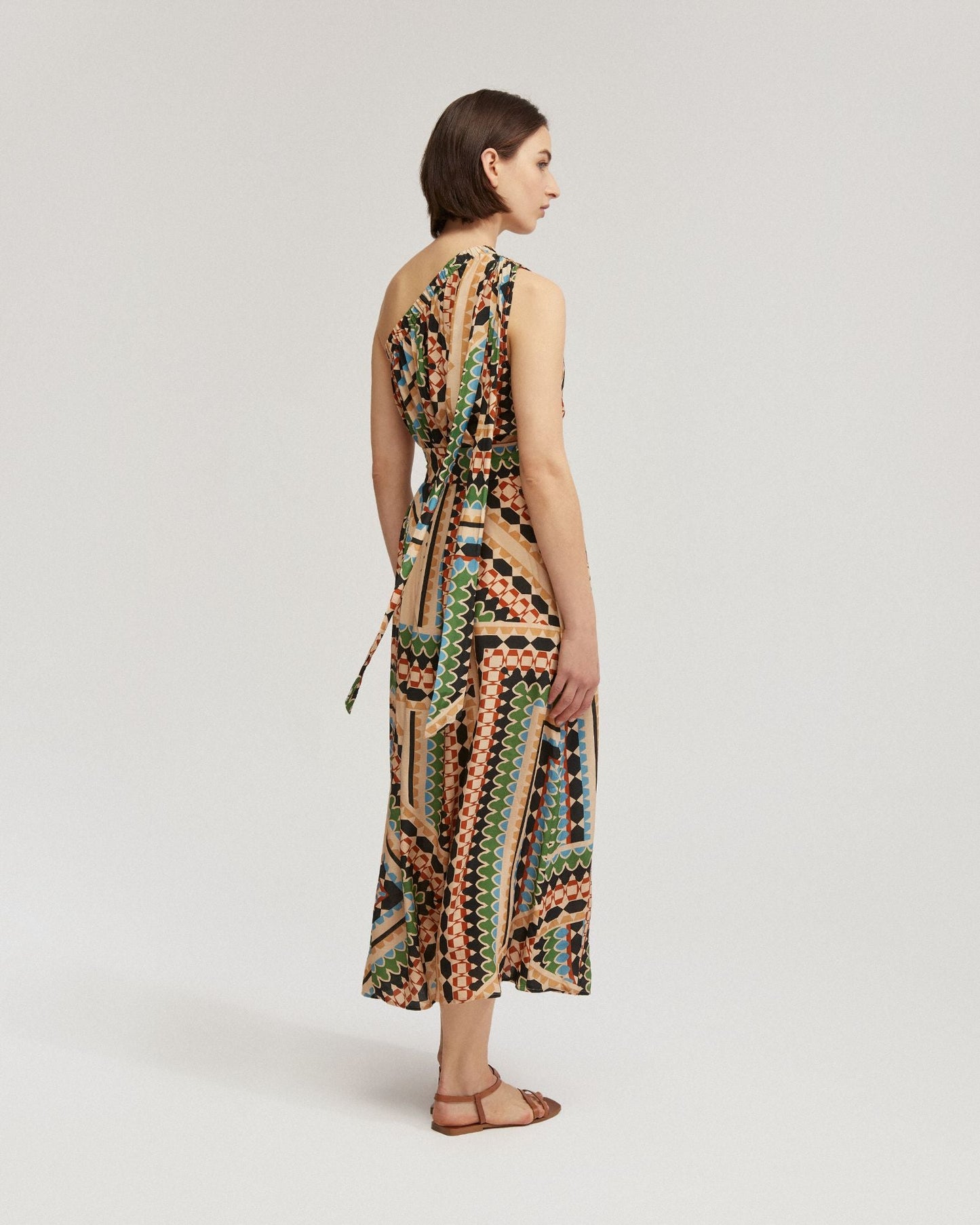 Samina Printed One-Shoulder Dress