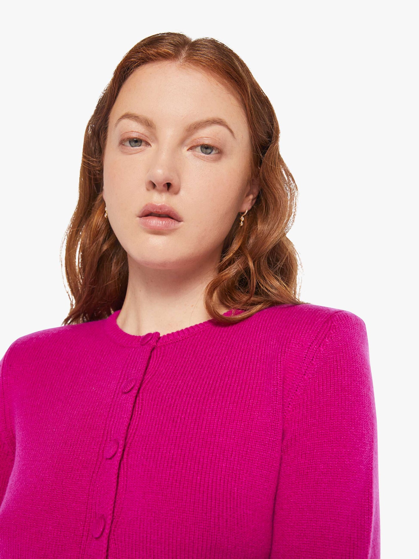 SABLYN Emilia Shoulder Pad Cardigan - Magenta