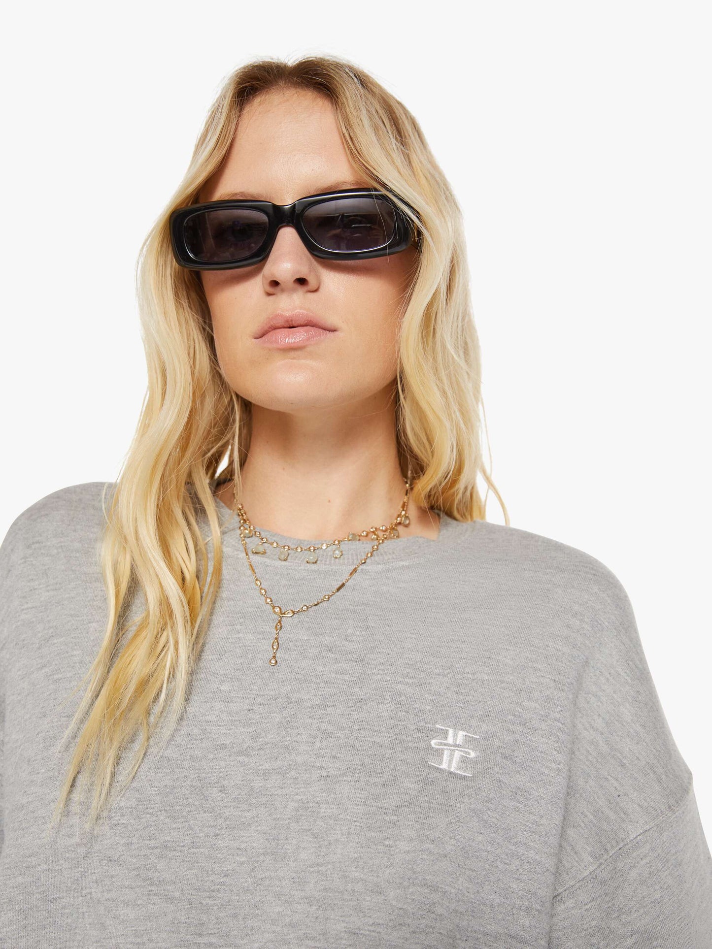 Eterne Cropped Crewneck Sweatshirt - Heather Grey