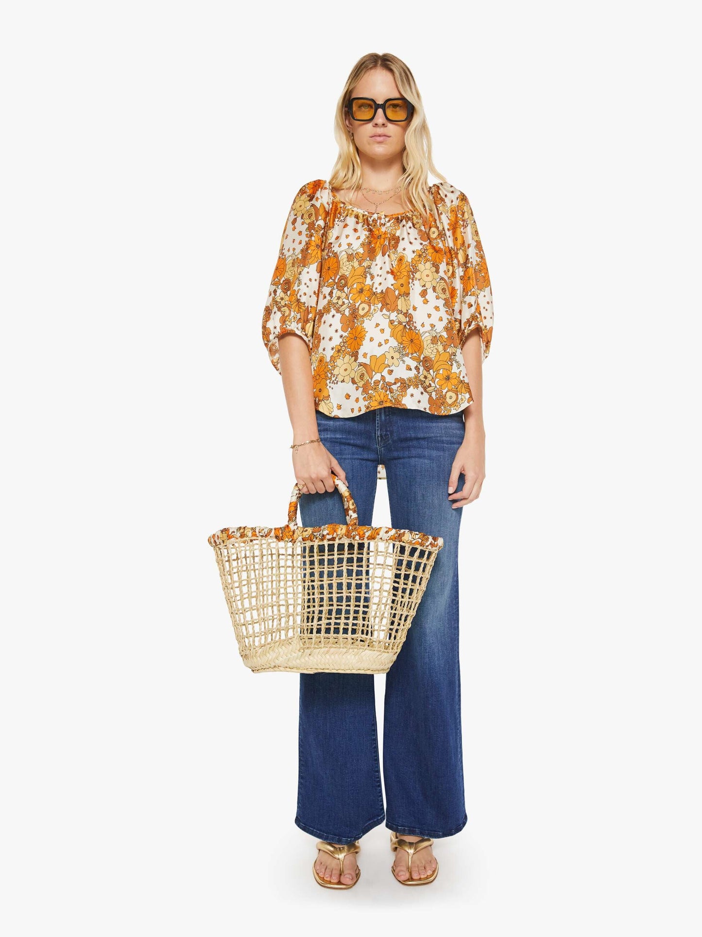 La Prestic Ouiston Panier Ajoure Bag - Flower Power