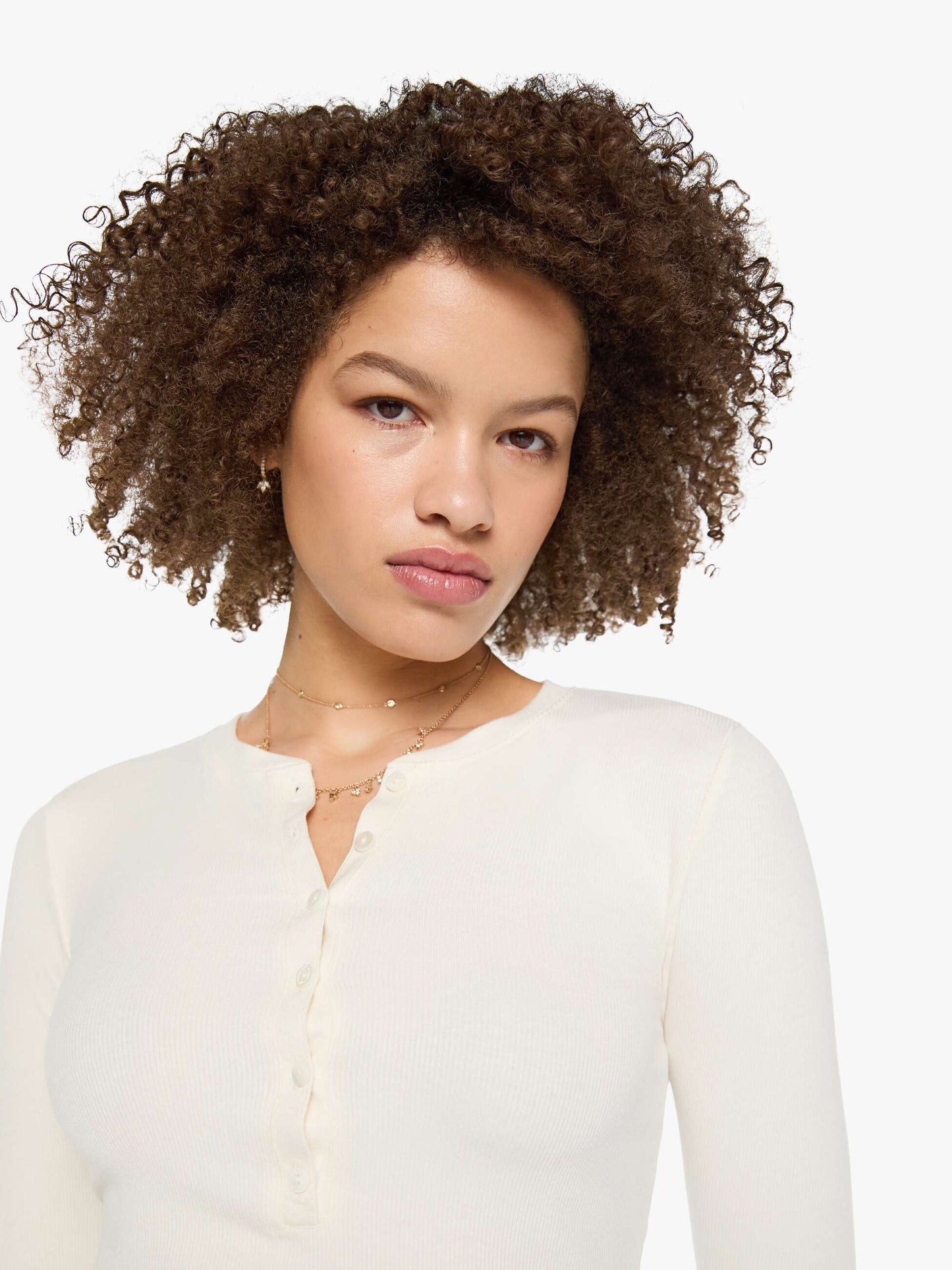 Eterne Long Sleeve Henley Top - Cream
