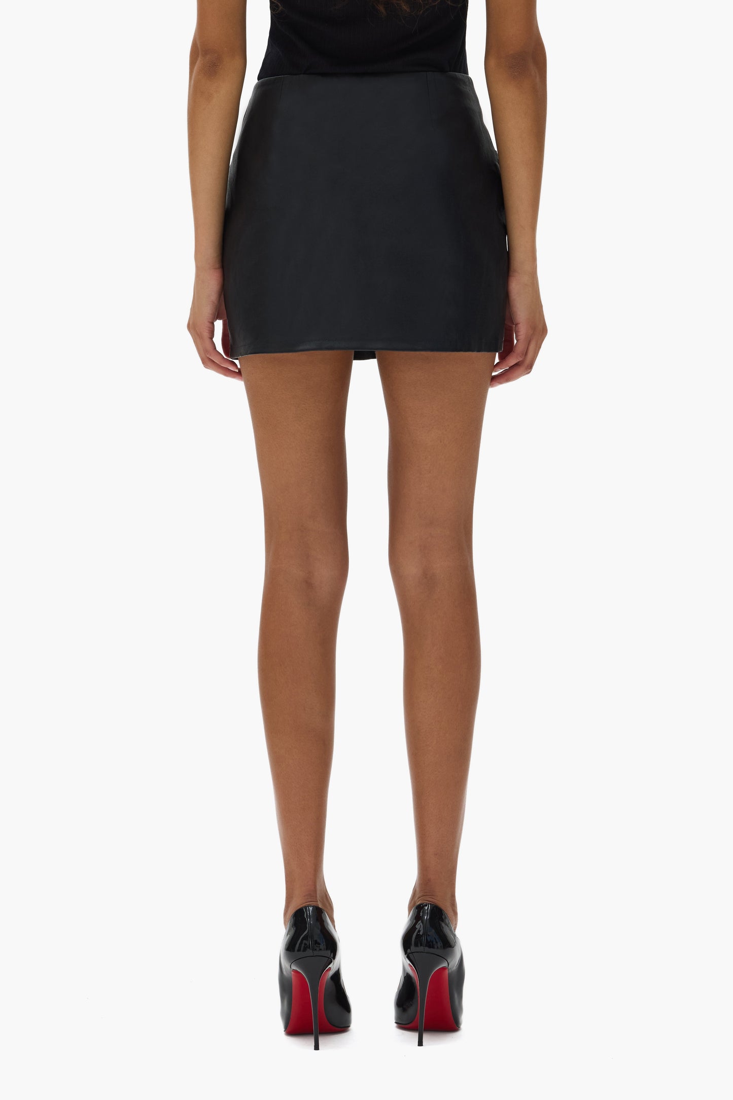 Leather V Zip Skirt