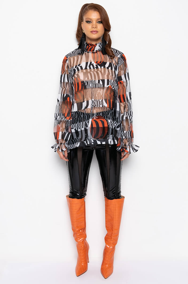 ALL THE LOVE YOU NEED SHEER BLOUSE BLACK MULTI