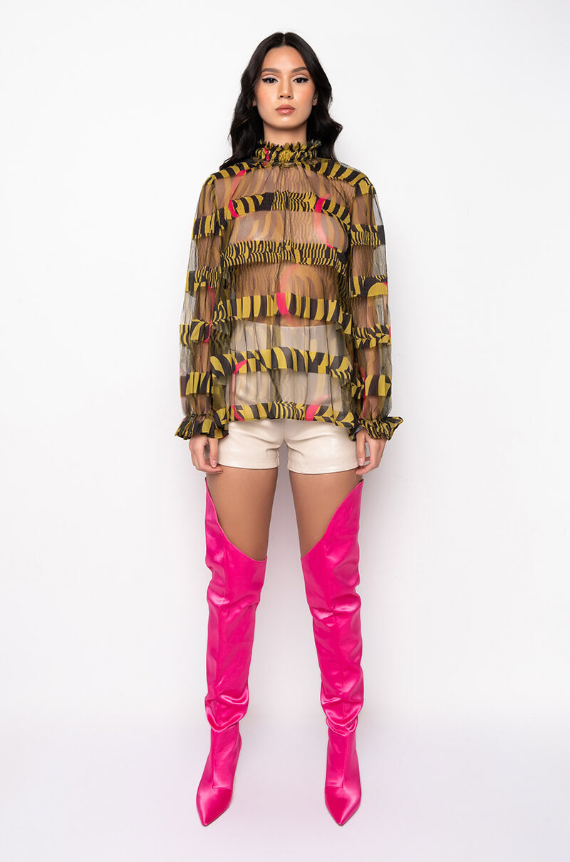 ALL THE LOVE YOU NEED SHEER BLOUSE YELLOW MULTI