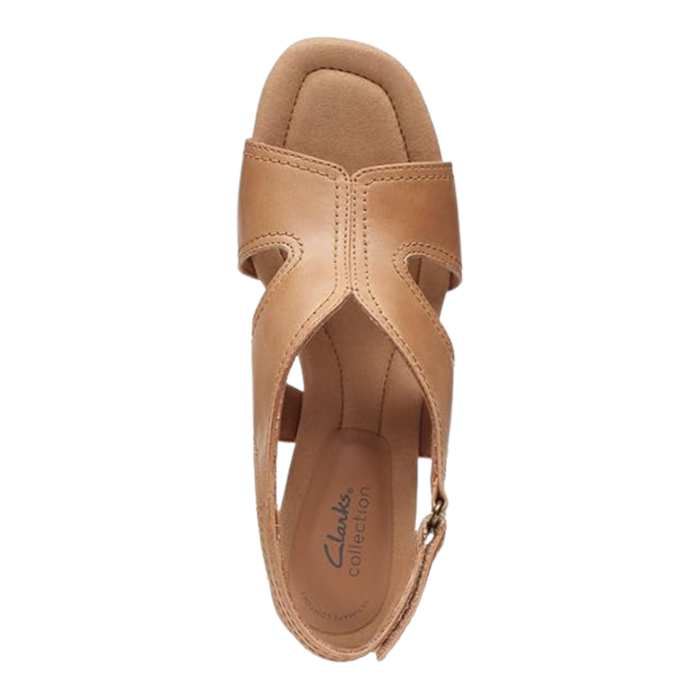 Clarks Women's Kyarra Aster Wedge Sandal Light Tan Leather