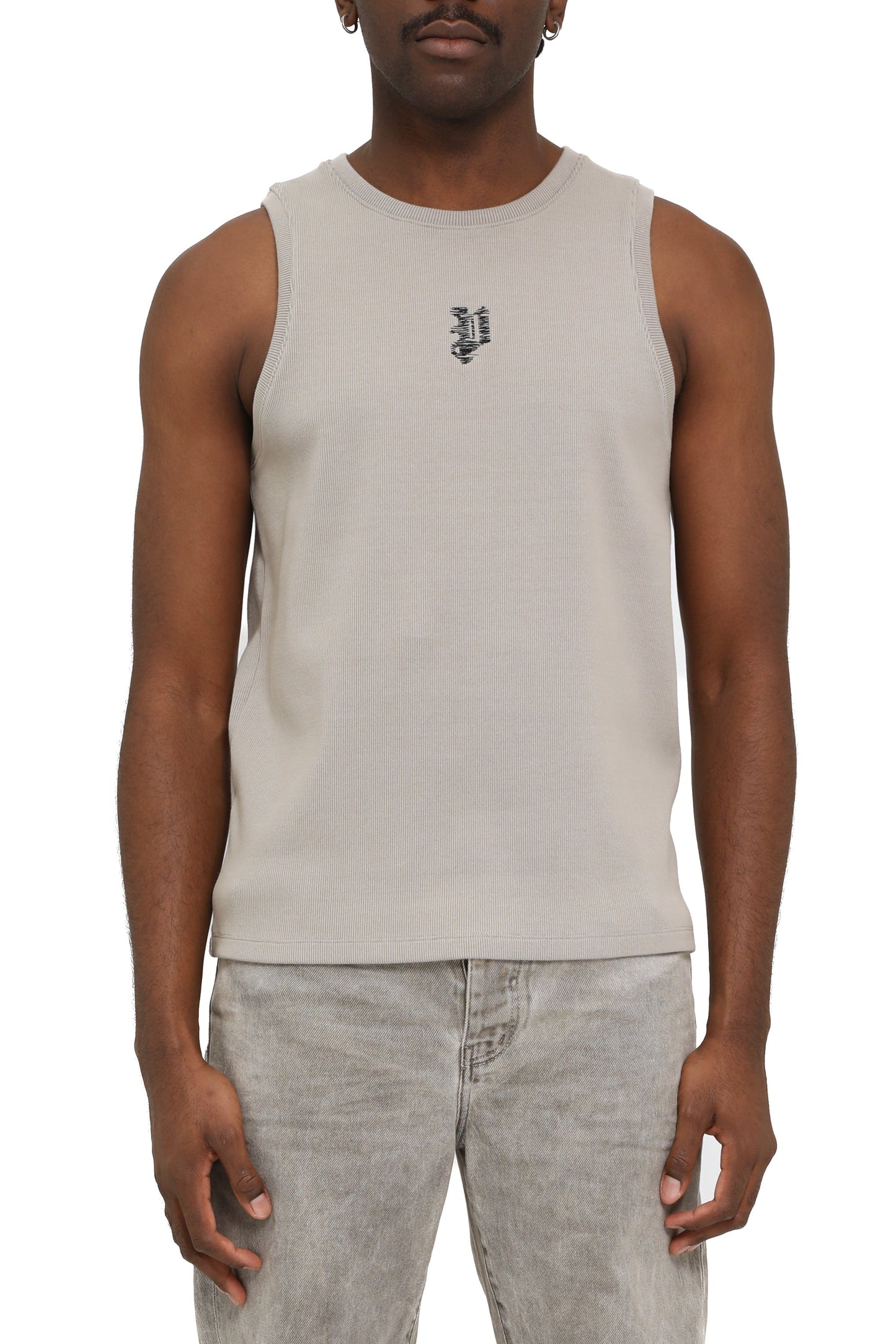 Scribbled P Ribbed Tank Top