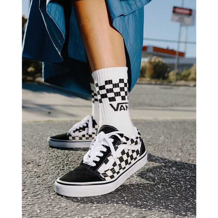 Vans Little Kids' Old Skool Checkerboard Shoes – Black/White