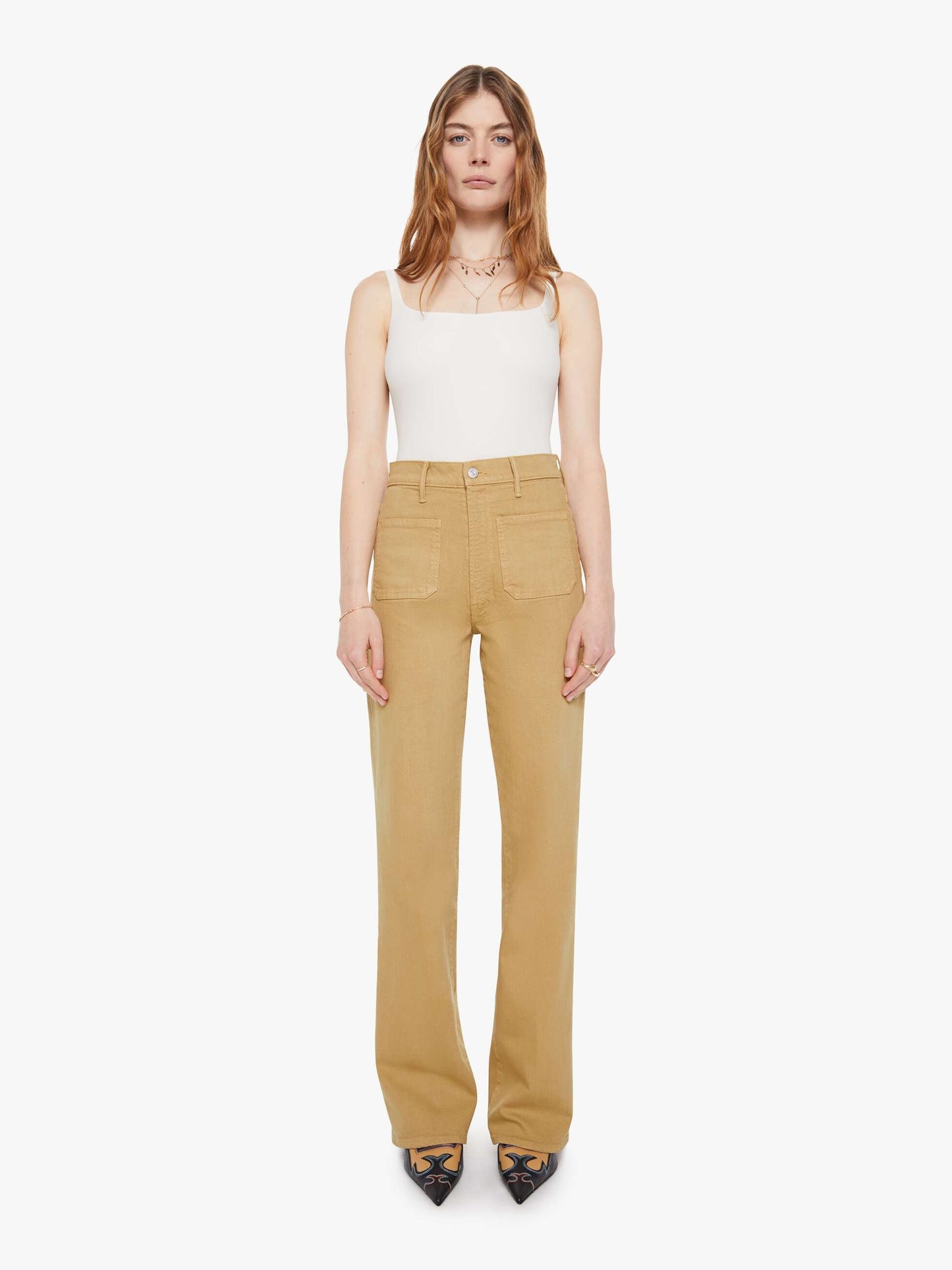 High Waisted Patch Pocket Bookie Sneak -  Latte