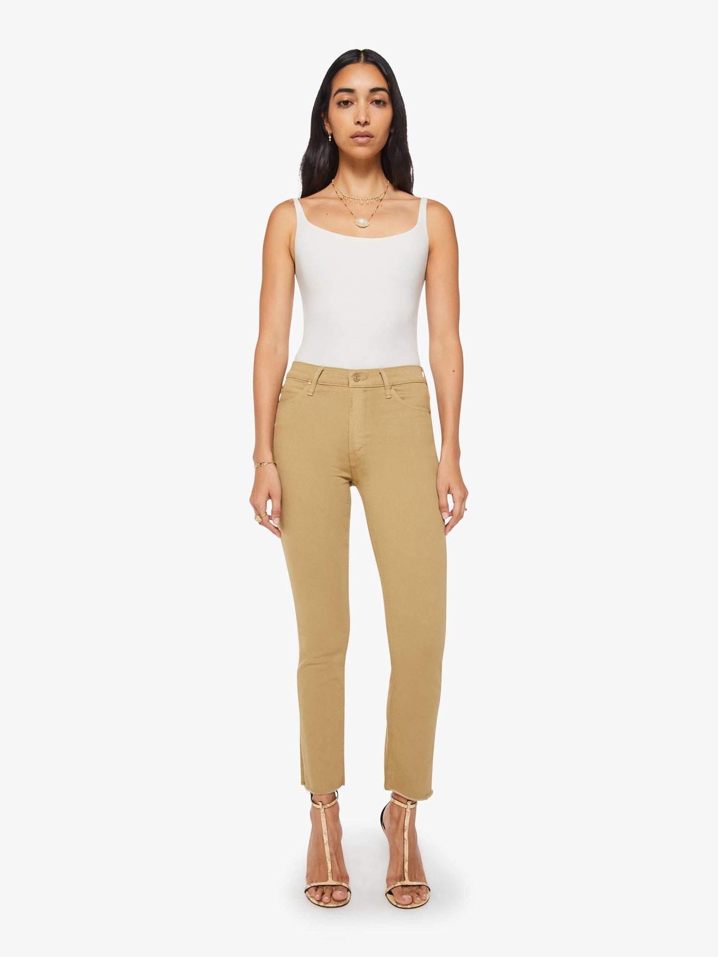 The Mid Rise Dazzler Ankle Fray - Prairie Sand