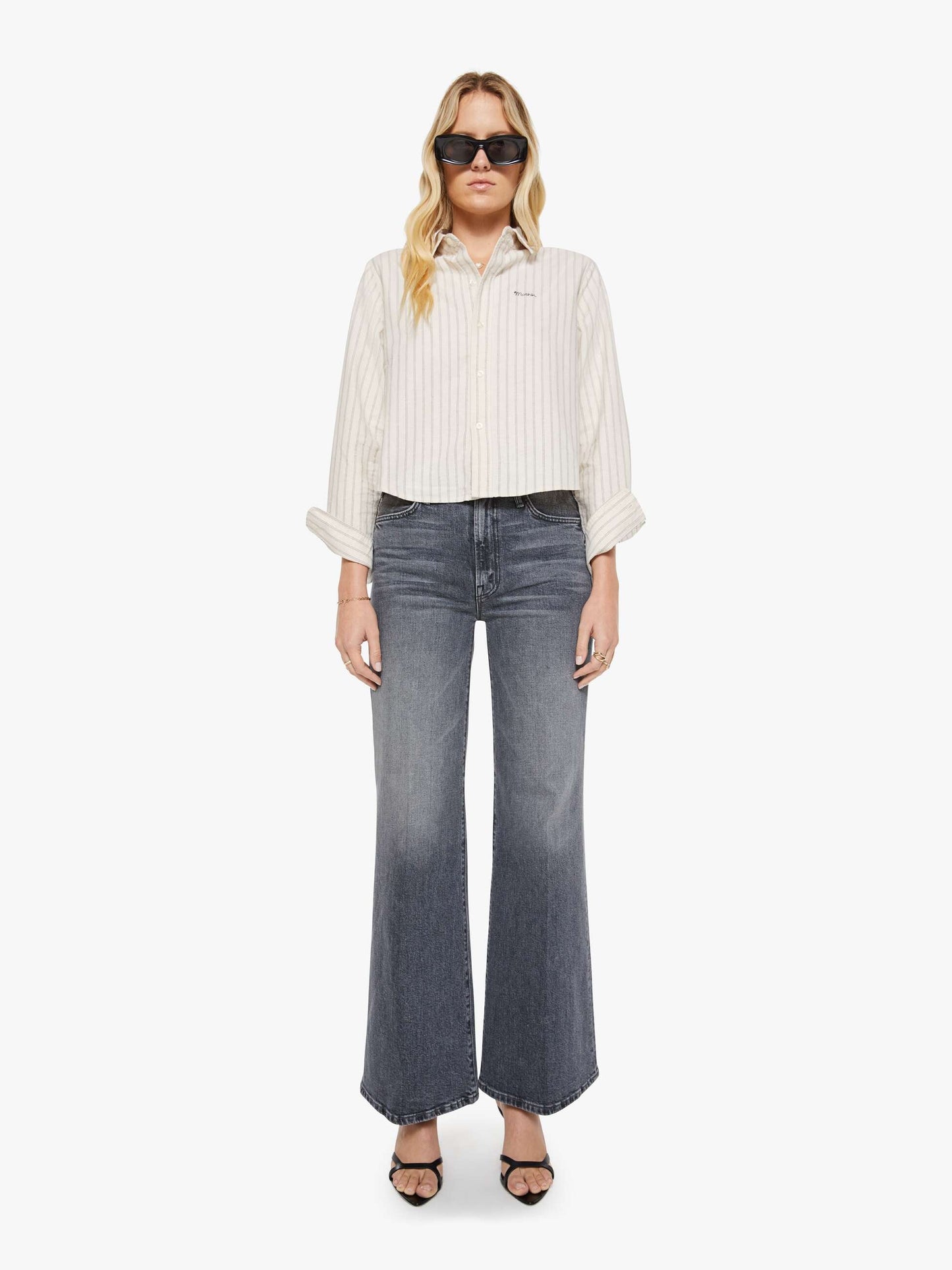The Cropped Bestie - Cream And Black Stripe