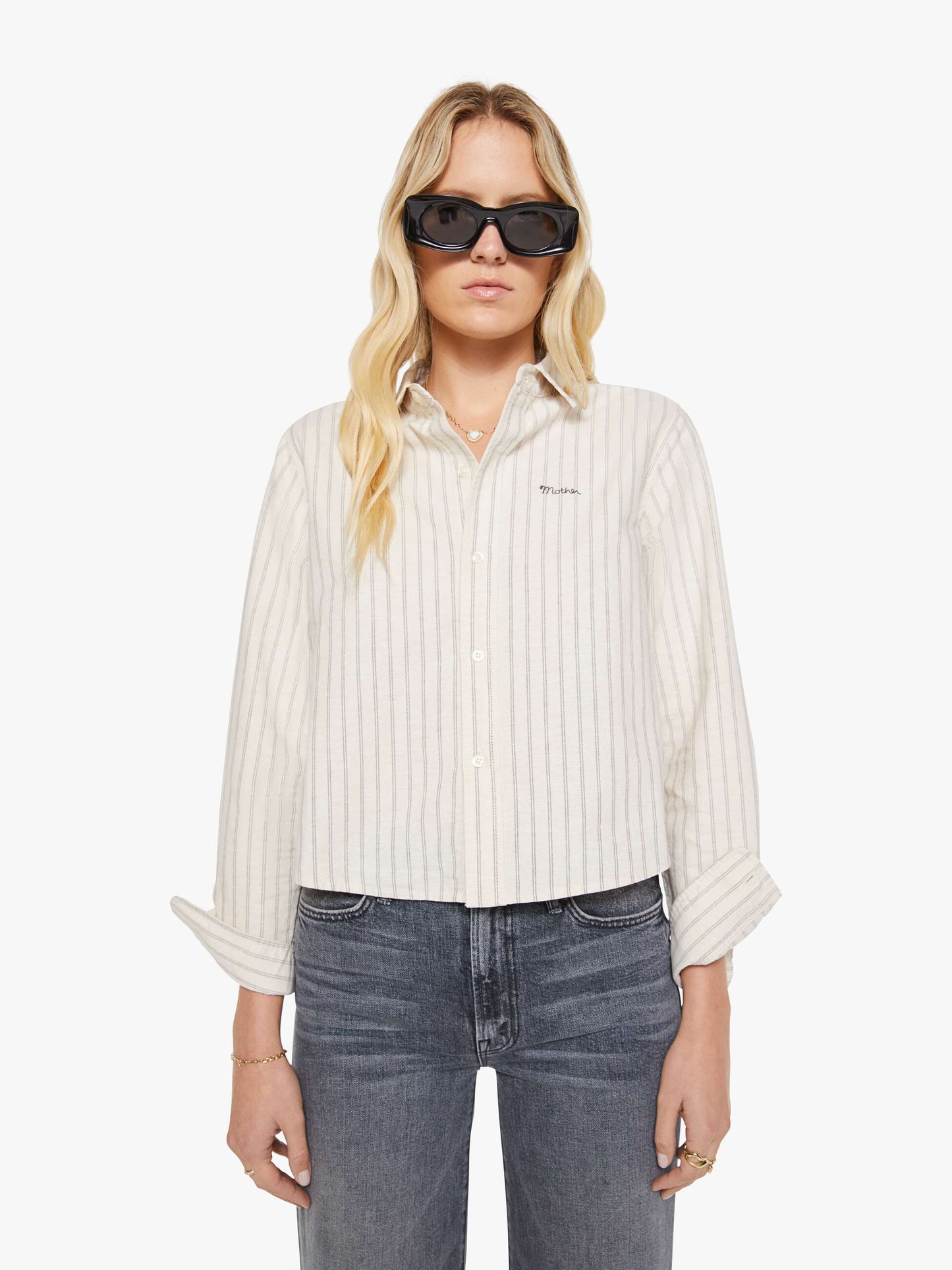 The Cropped Bestie - Cream And Black Stripe