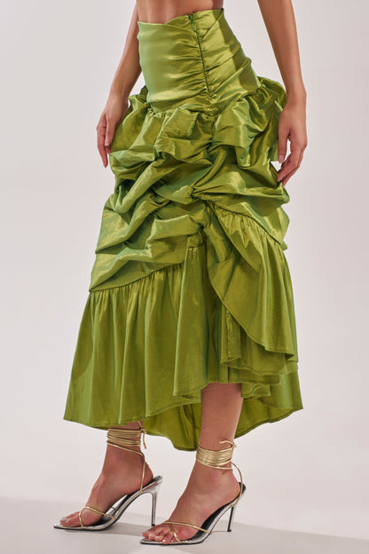 ALL OVER THE PLACE MIDI SKIRT
