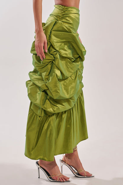 ALL OVER THE PLACE MIDI SKIRT