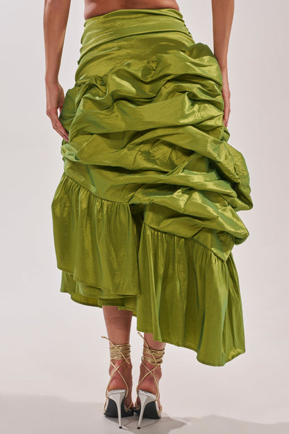 ALL OVER THE PLACE MIDI SKIRT