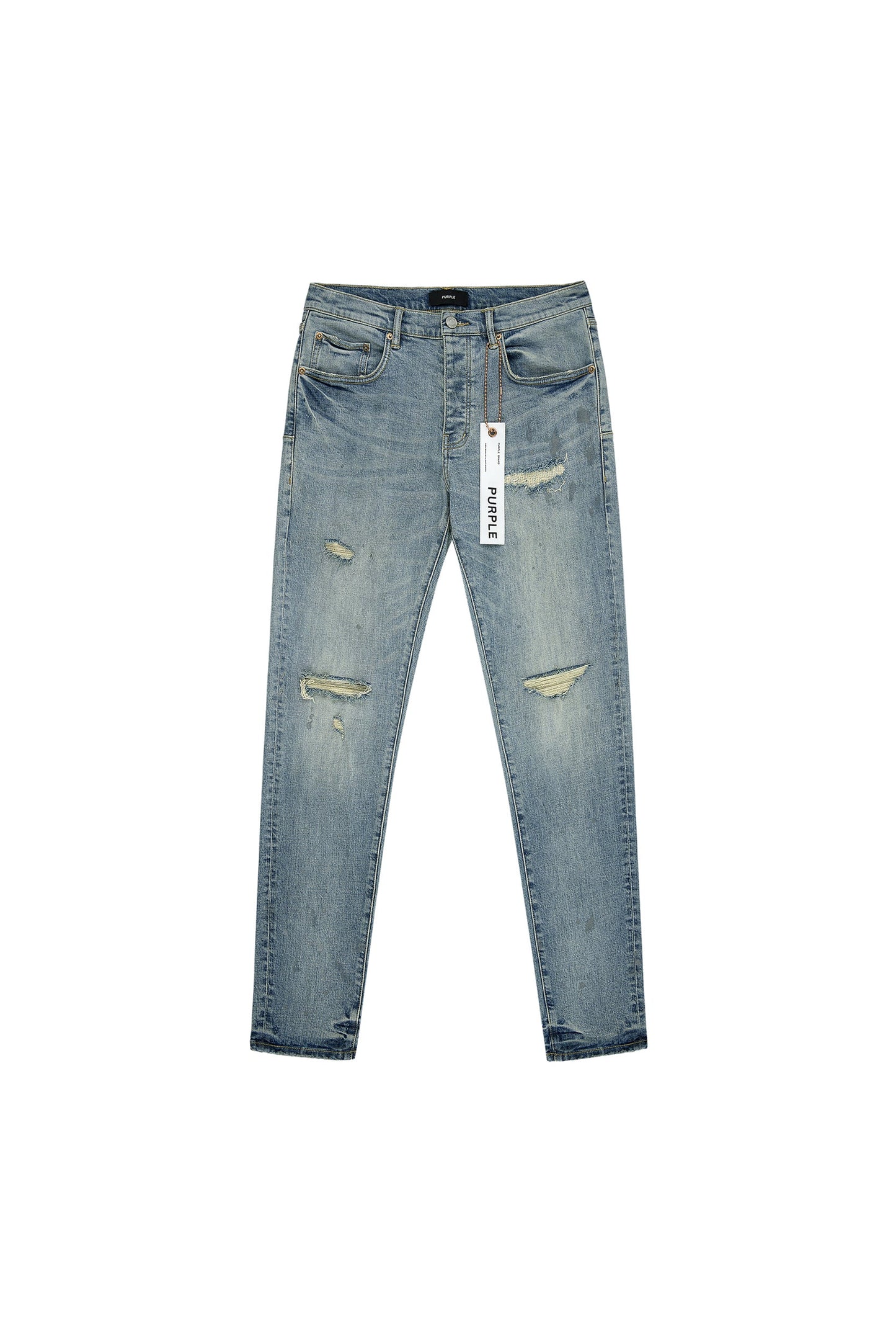 P001 Worn Indigo Slashed Paint