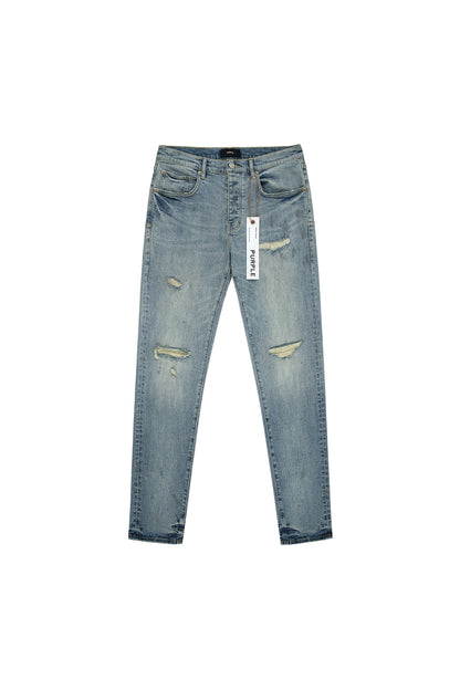 P001 Worn Indigo Slashed Paint
