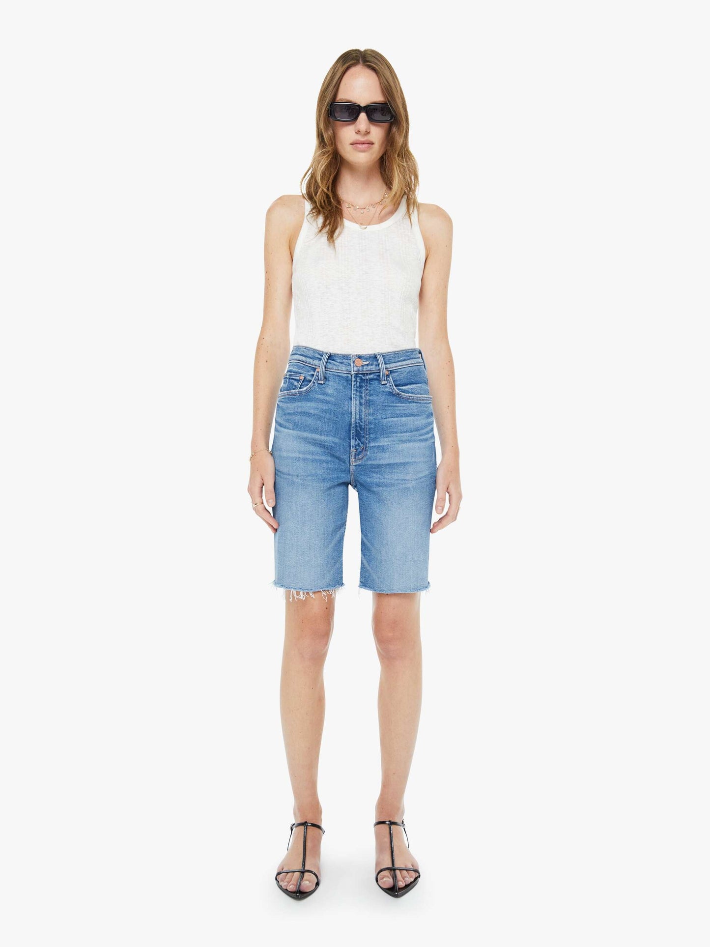 High Waisted Rider Bermuda Short Fray - Float My Boat