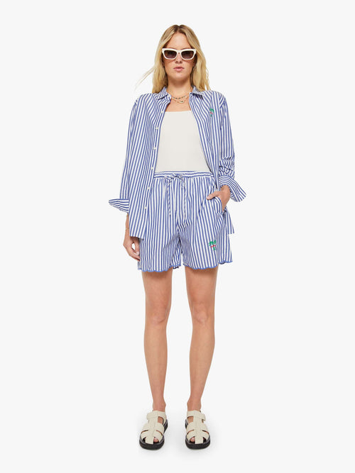 The Drawn Freeballer Short - White And Blue Stripe