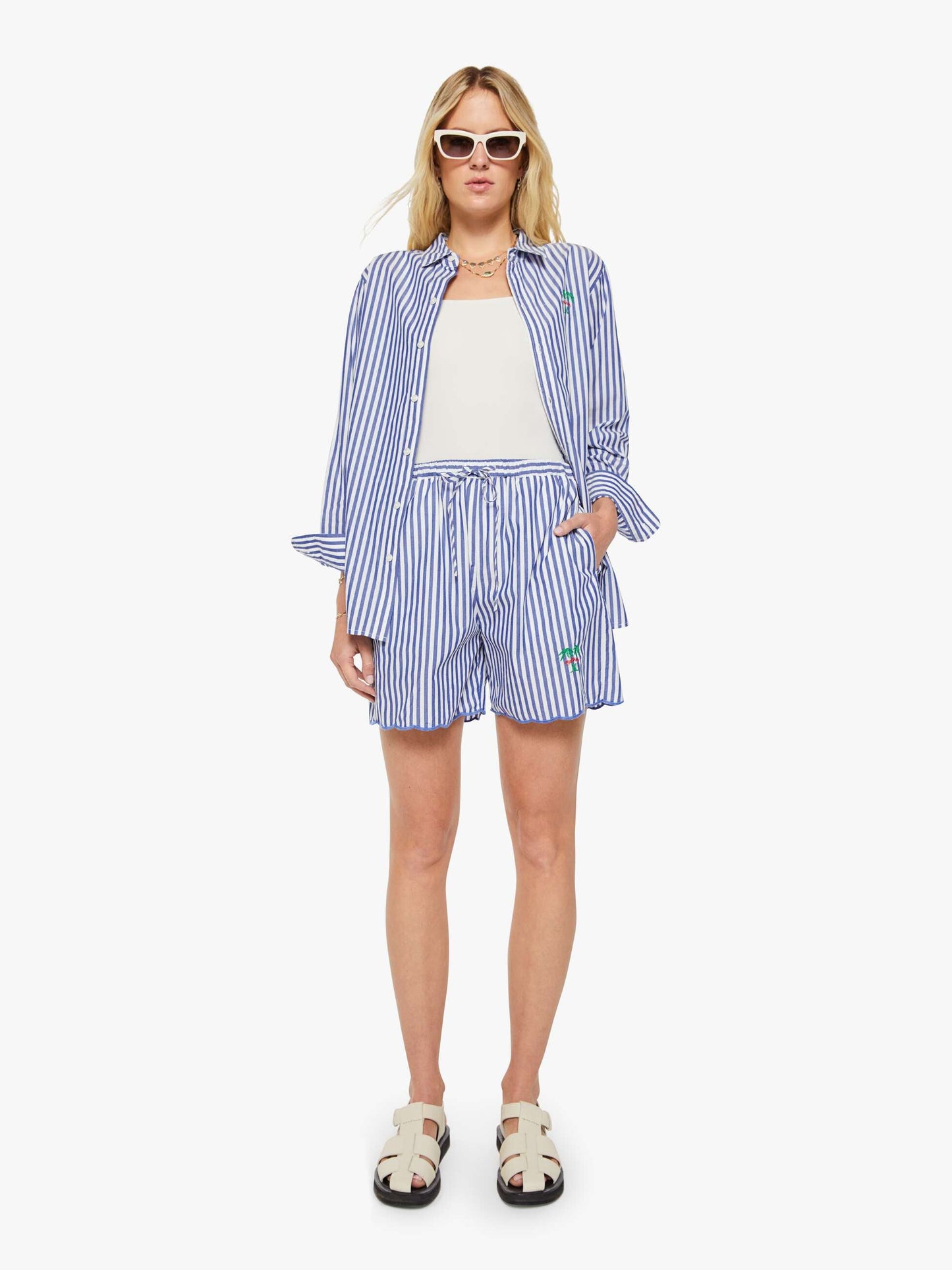The Drawn Freeballer Short - White And Blue Stripe