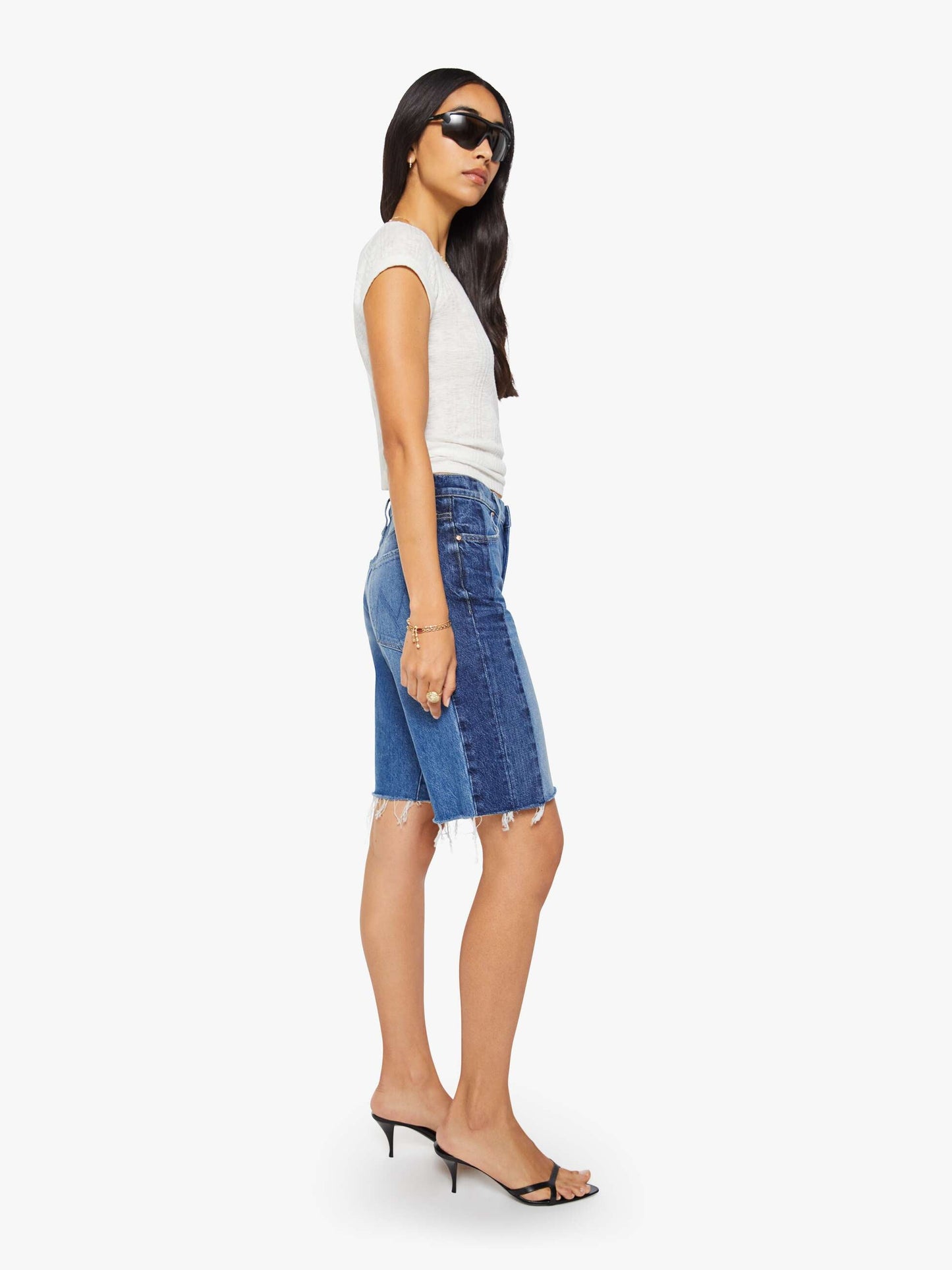 The Mid Rise Maven Bermuda Fray - Double Stacked