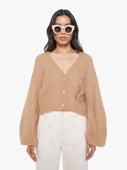 The Puffy Sleeve Varsity Cardigan - Cotton Candy