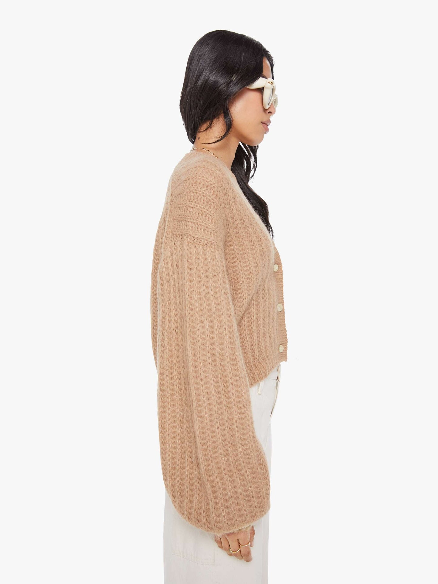 The Puffy Sleeve Varsity Cardigan - Cotton Candy