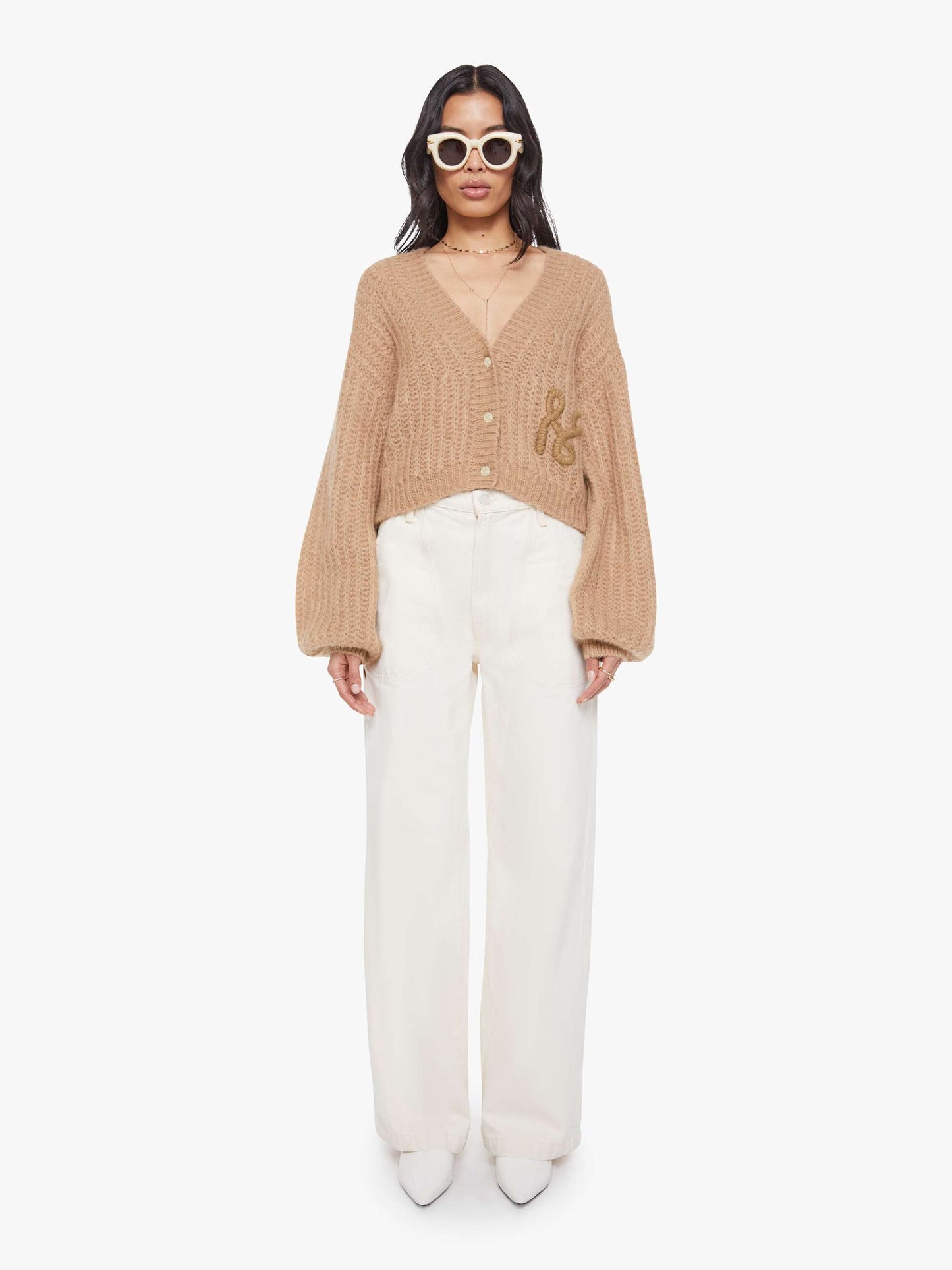The Puffy Sleeve Varsity Cardigan - Cotton Candy