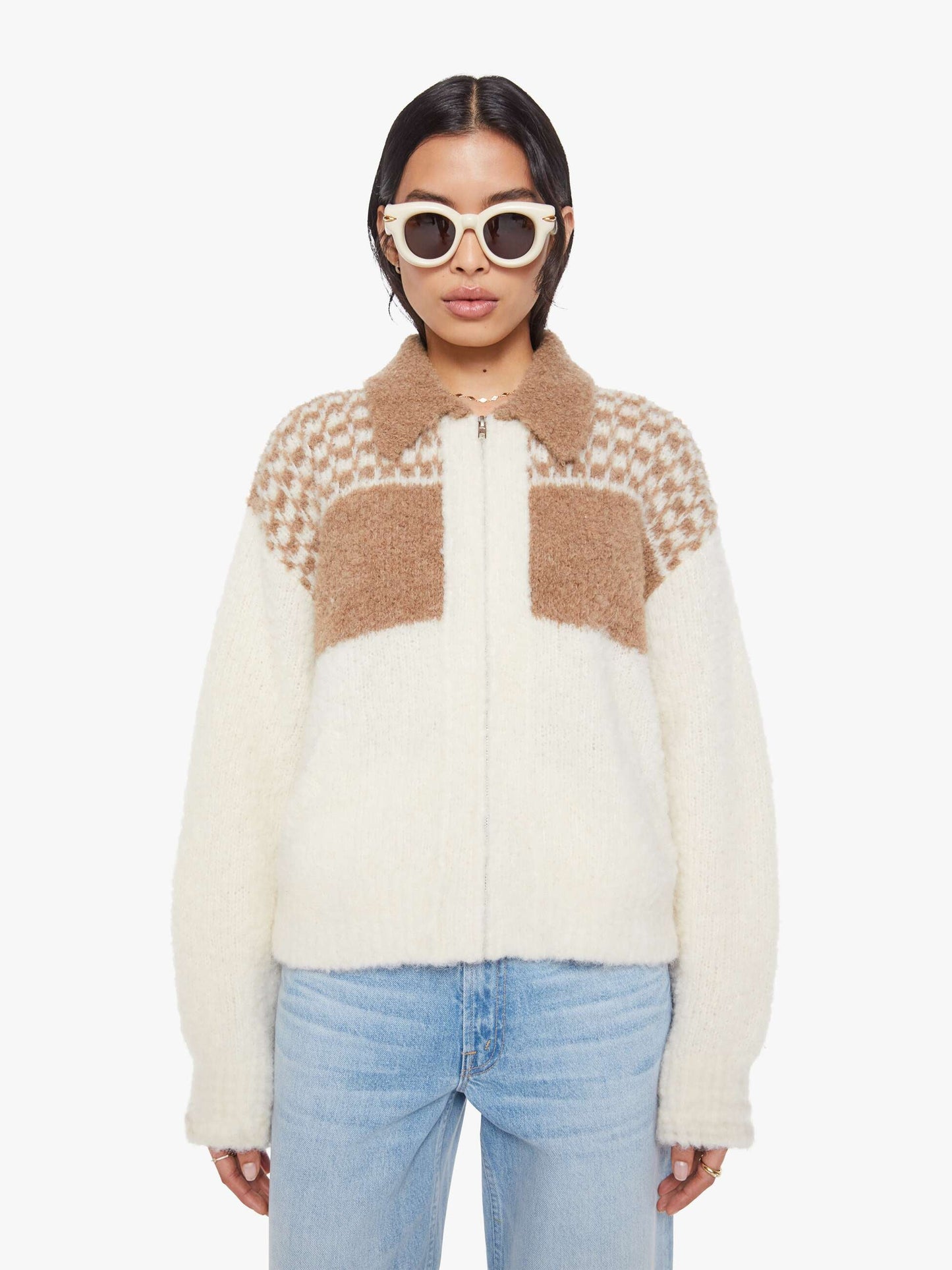 The Zip Raquette Cardigan - Fluff Back
