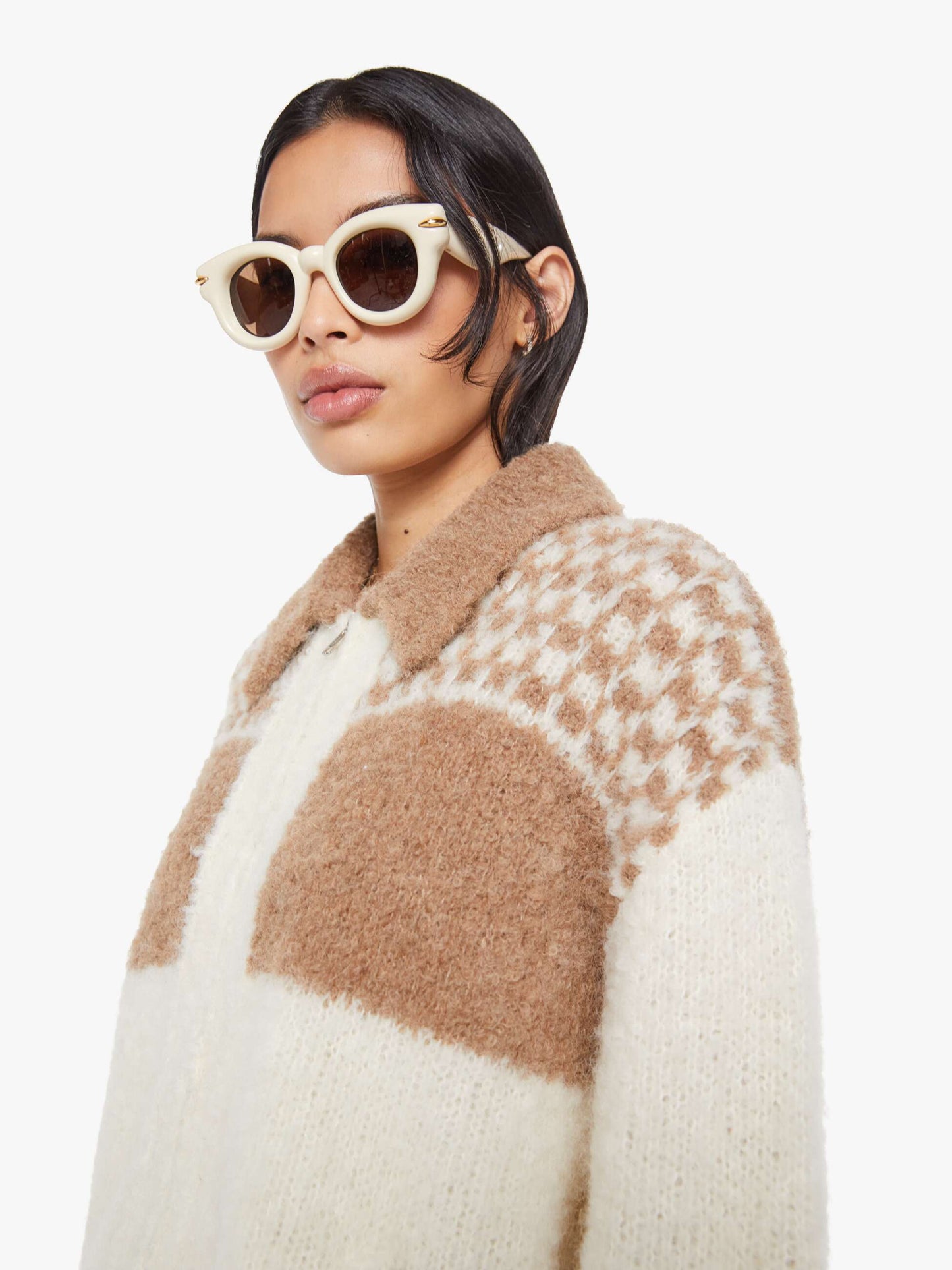 The Zip Raquette Cardigan - Fluff Back