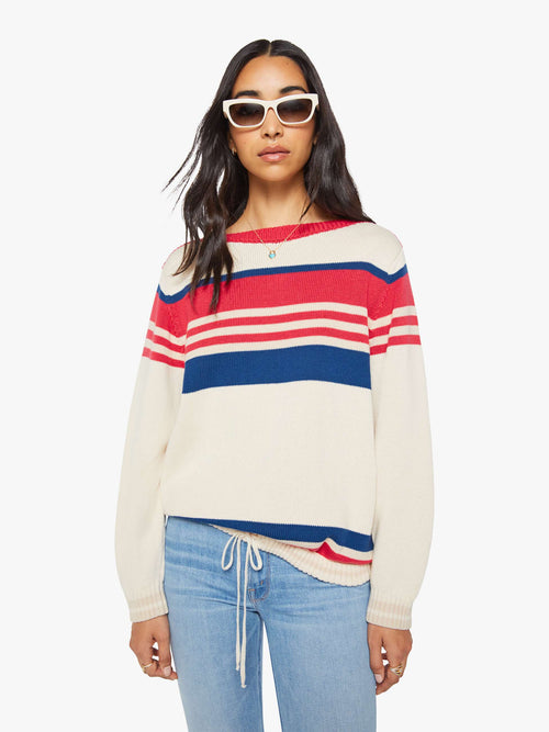 The L/S Skipper - Ivory Red Multi Stripe