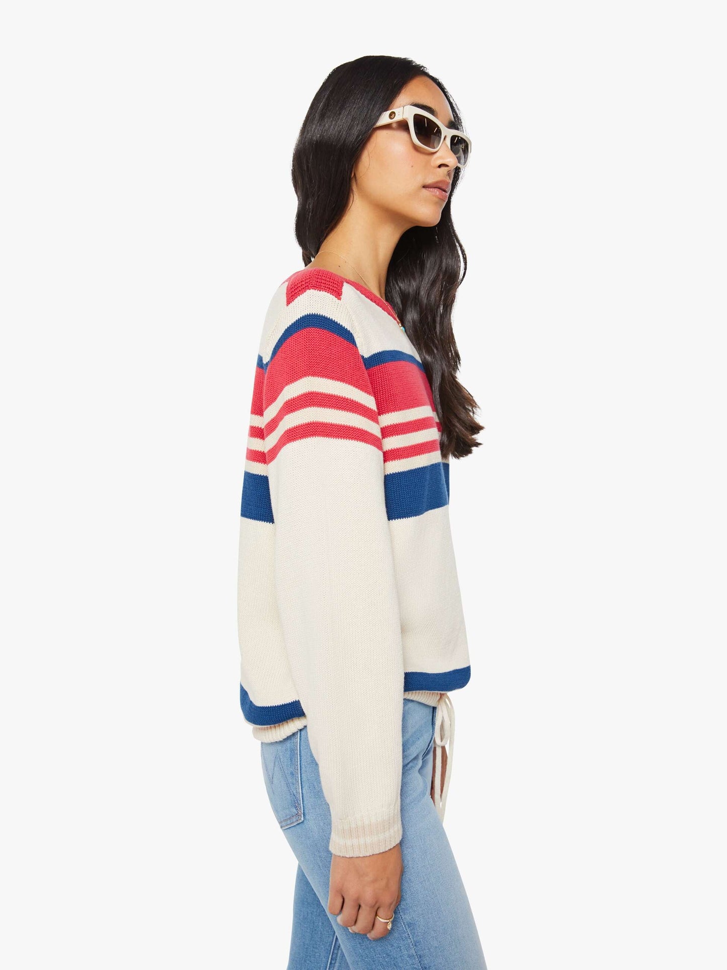 The L/S Skipper - Ivory Red Multi Stripe