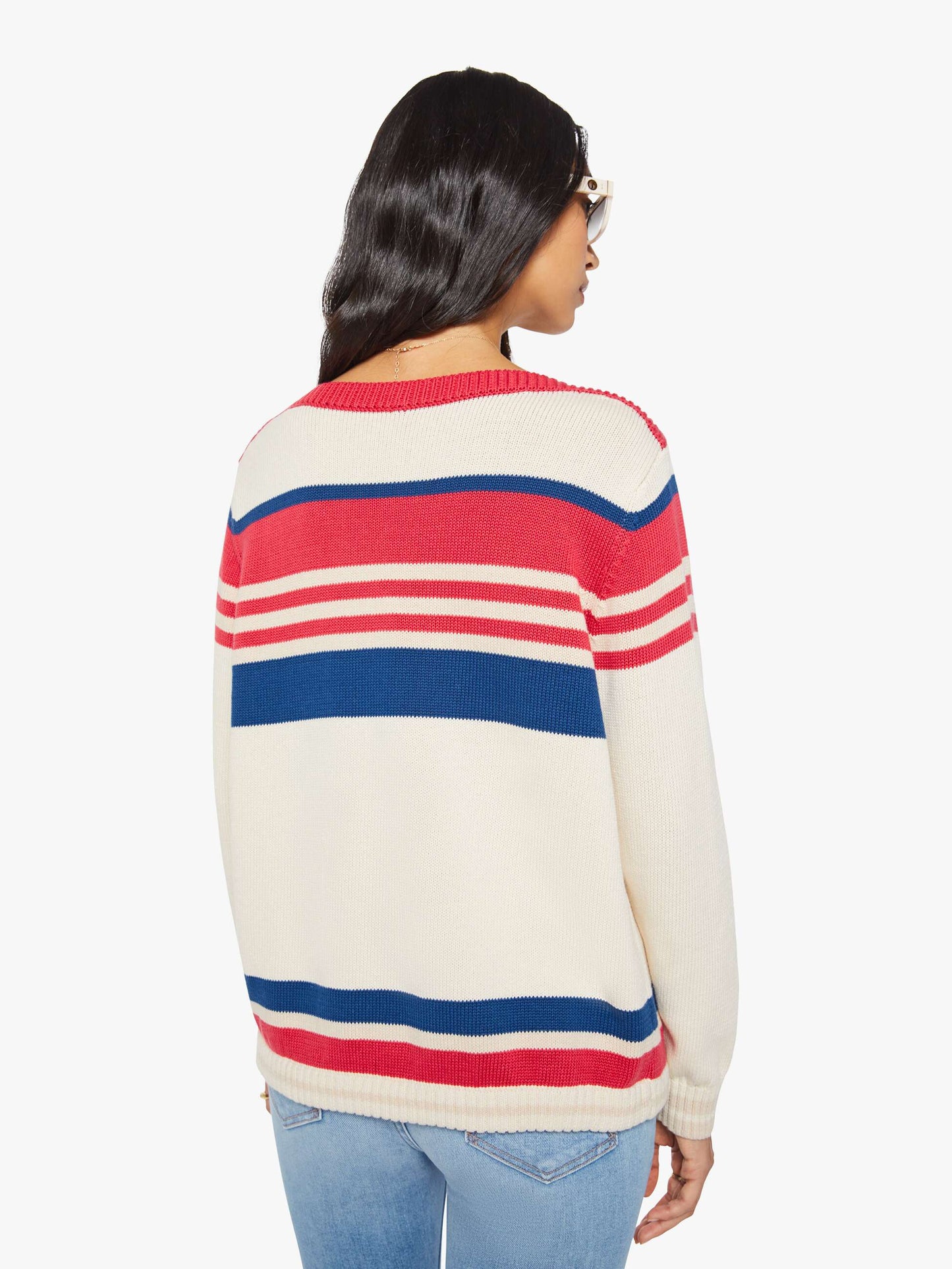 The L/S Skipper - Ivory Red Multi Stripe