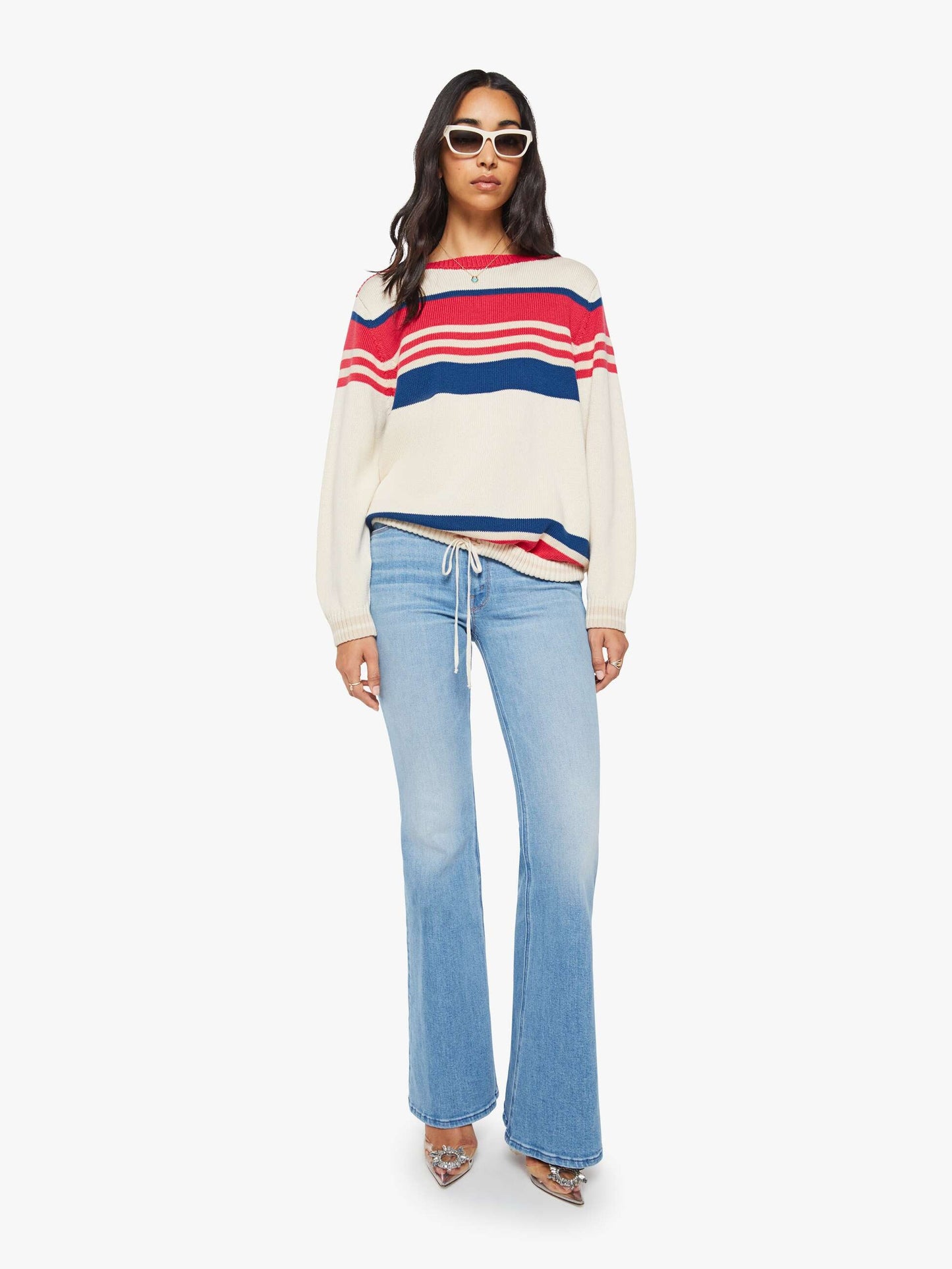The L/S Skipper - Ivory Red Multi Stripe