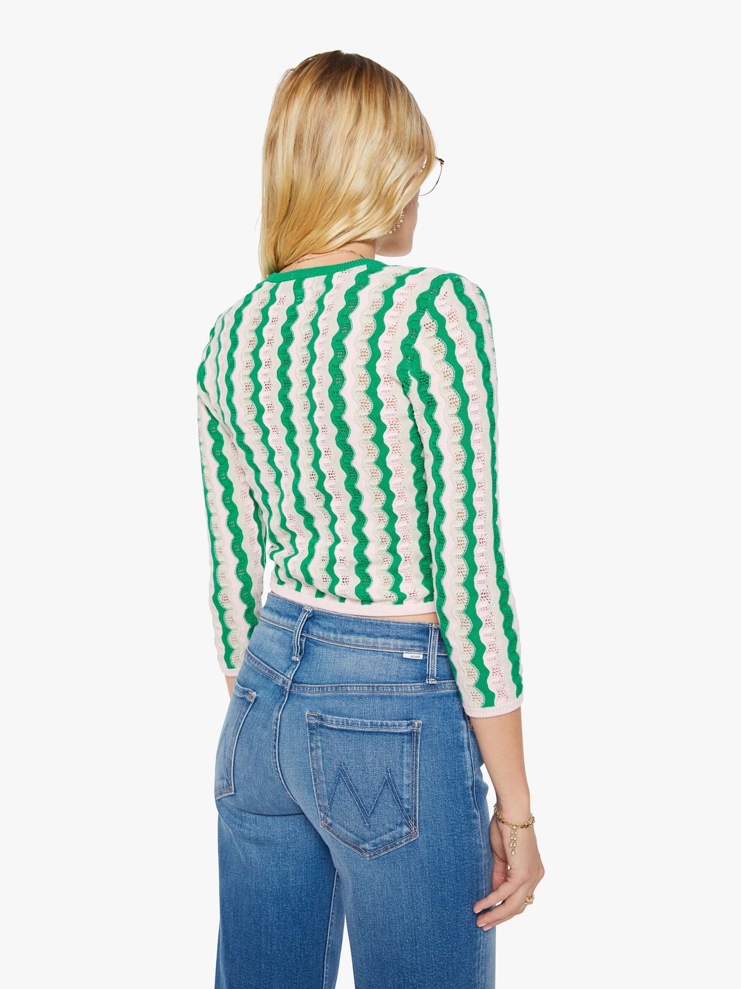 The Crew Neck Cardigan - Pointelle