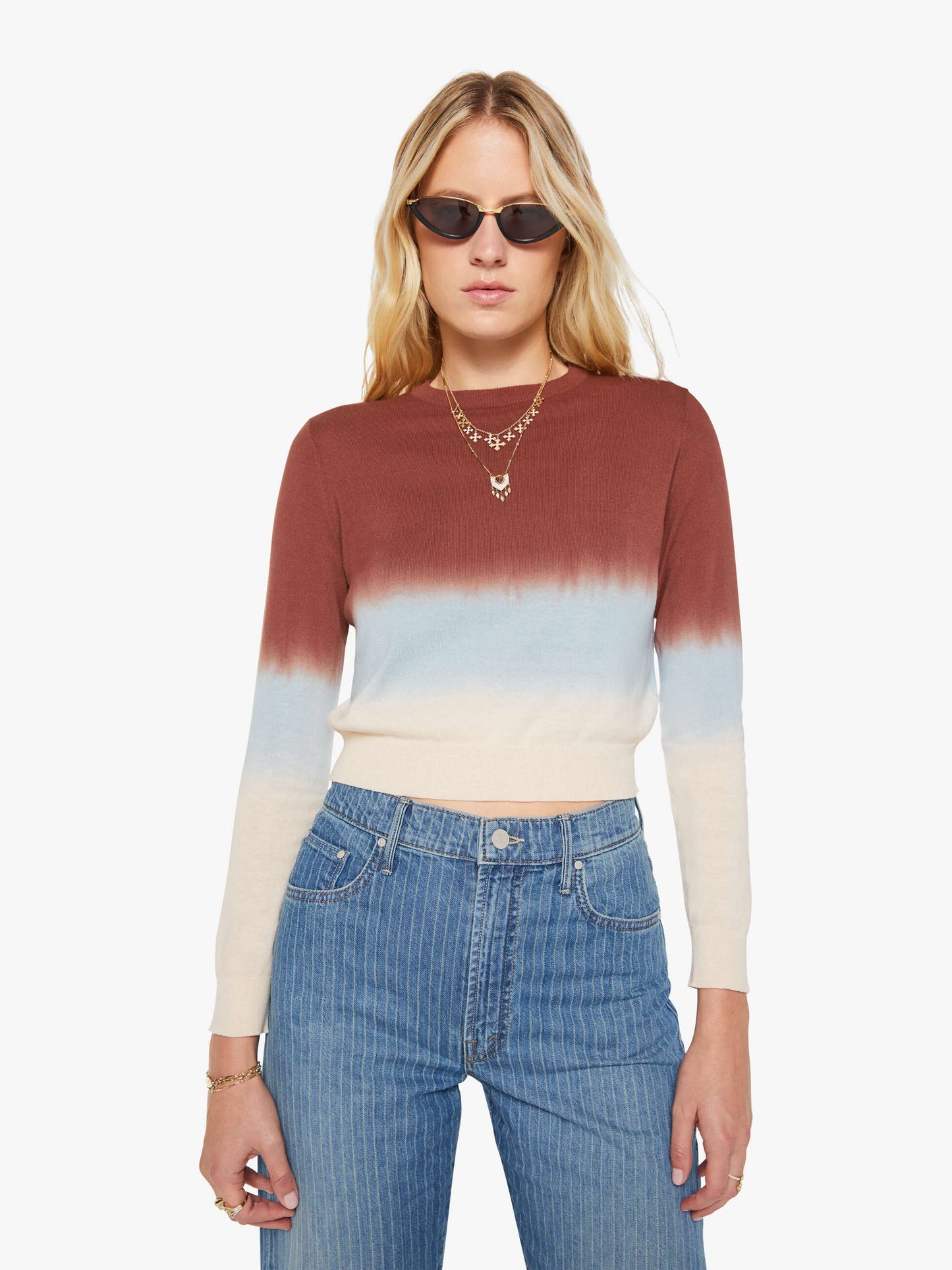 The Crew Neck Jumper - Brown Ivory Blue